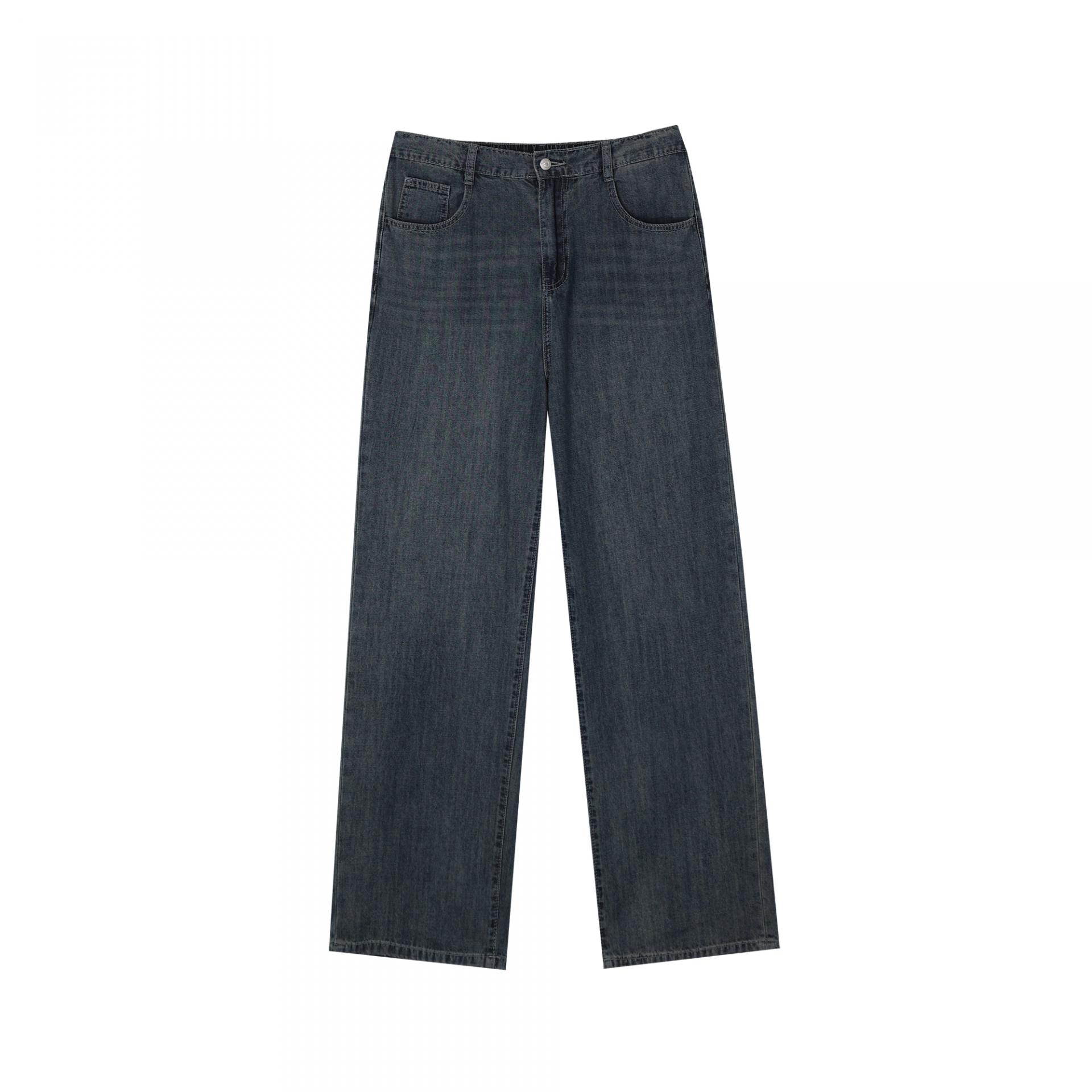 straight linen denim pants