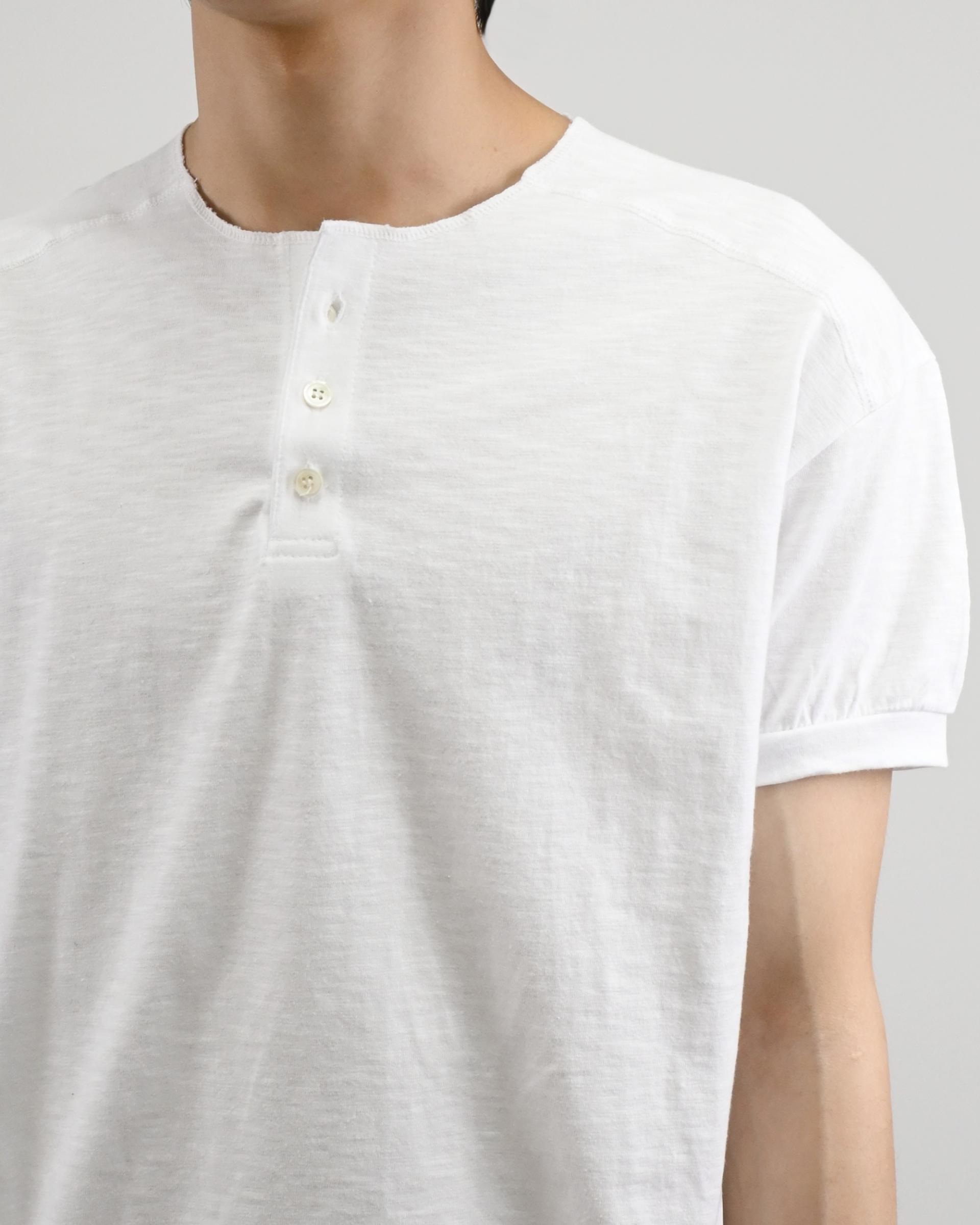 stitch henley neck half t-shirt