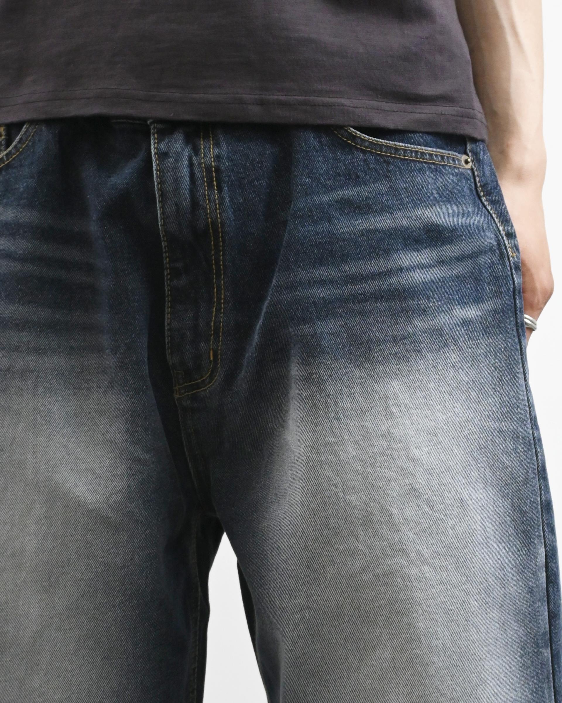 white washed deep blue denim pants