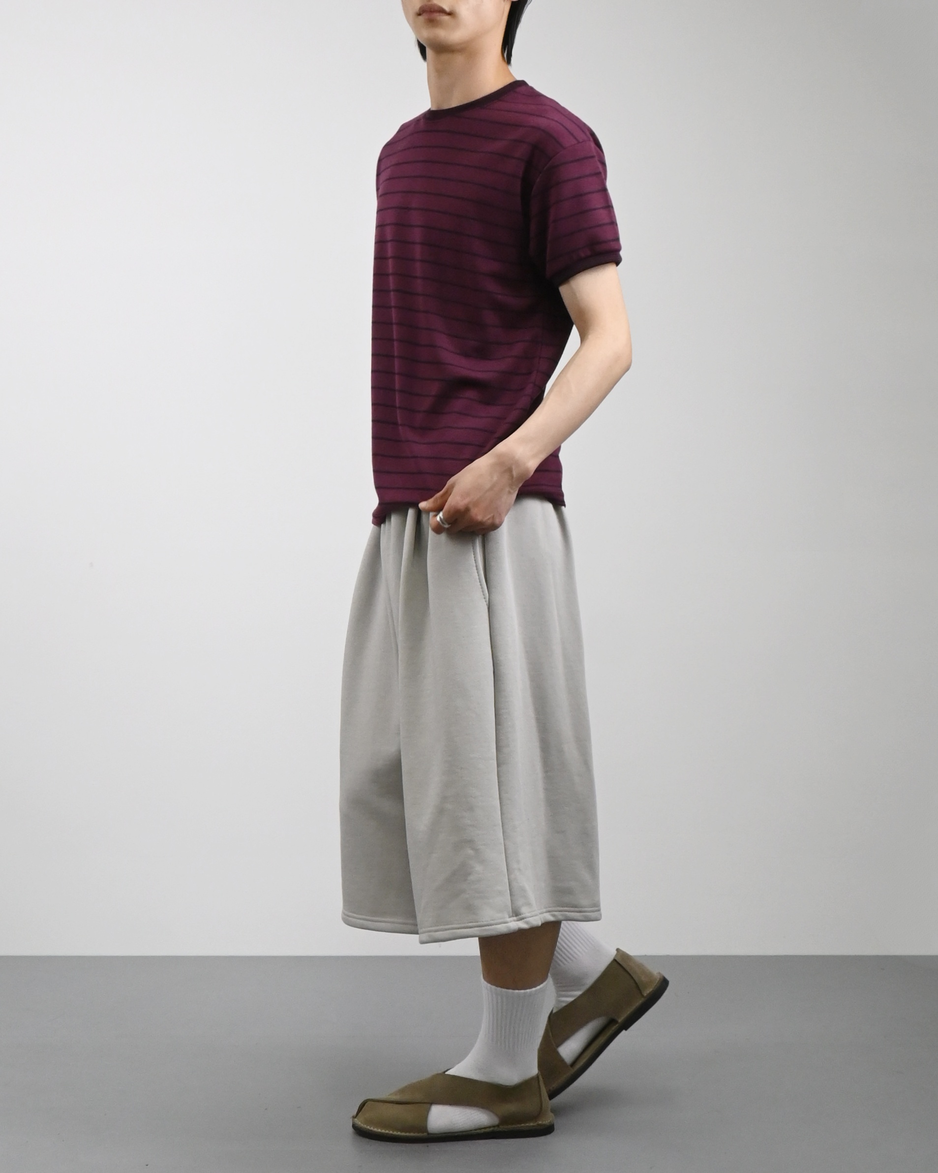 stripe ringer half t-shirt