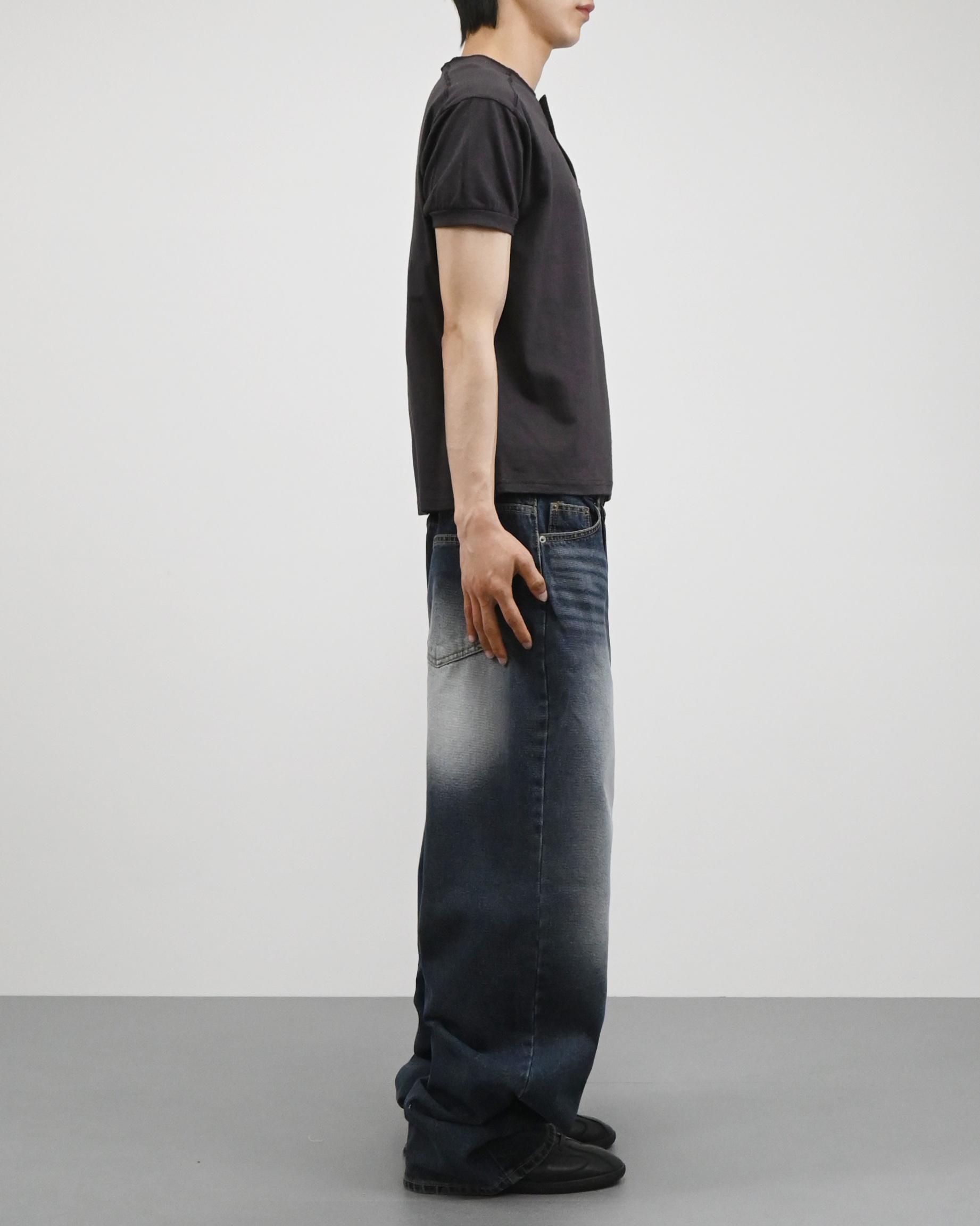 stitch henley neck half t-shirt