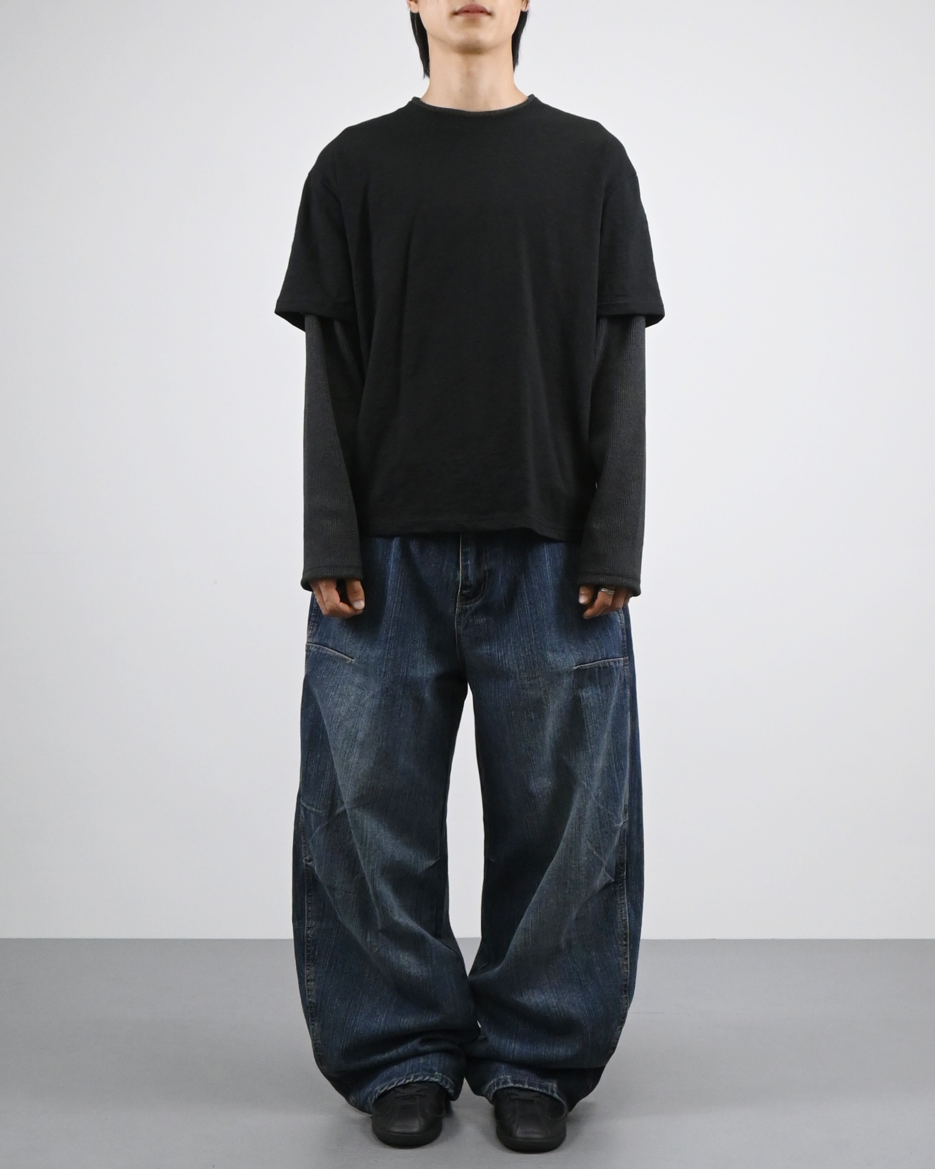 slub waffle layered t-shirt