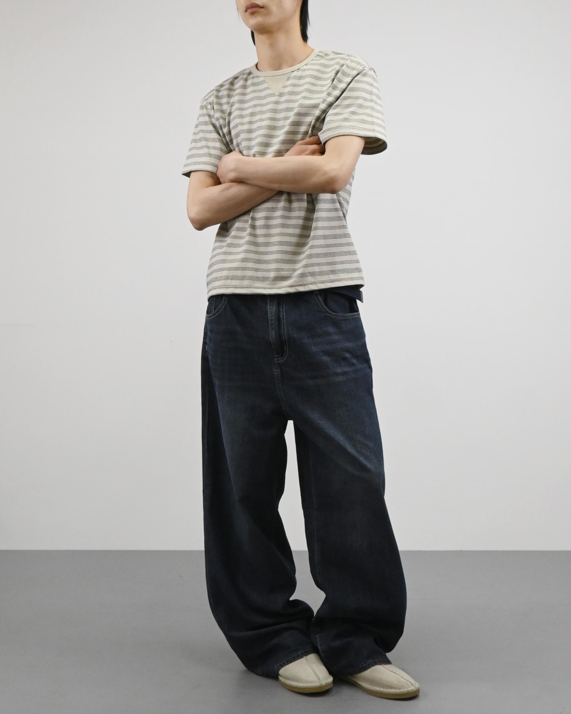 straight linen denim pants