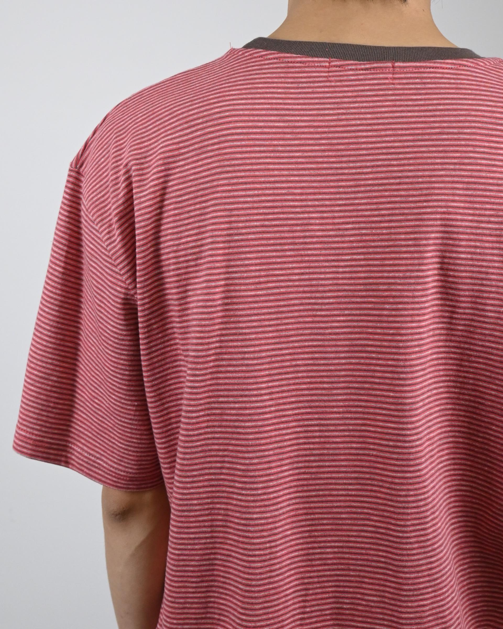 ringer stripe pocket half-t-shirt