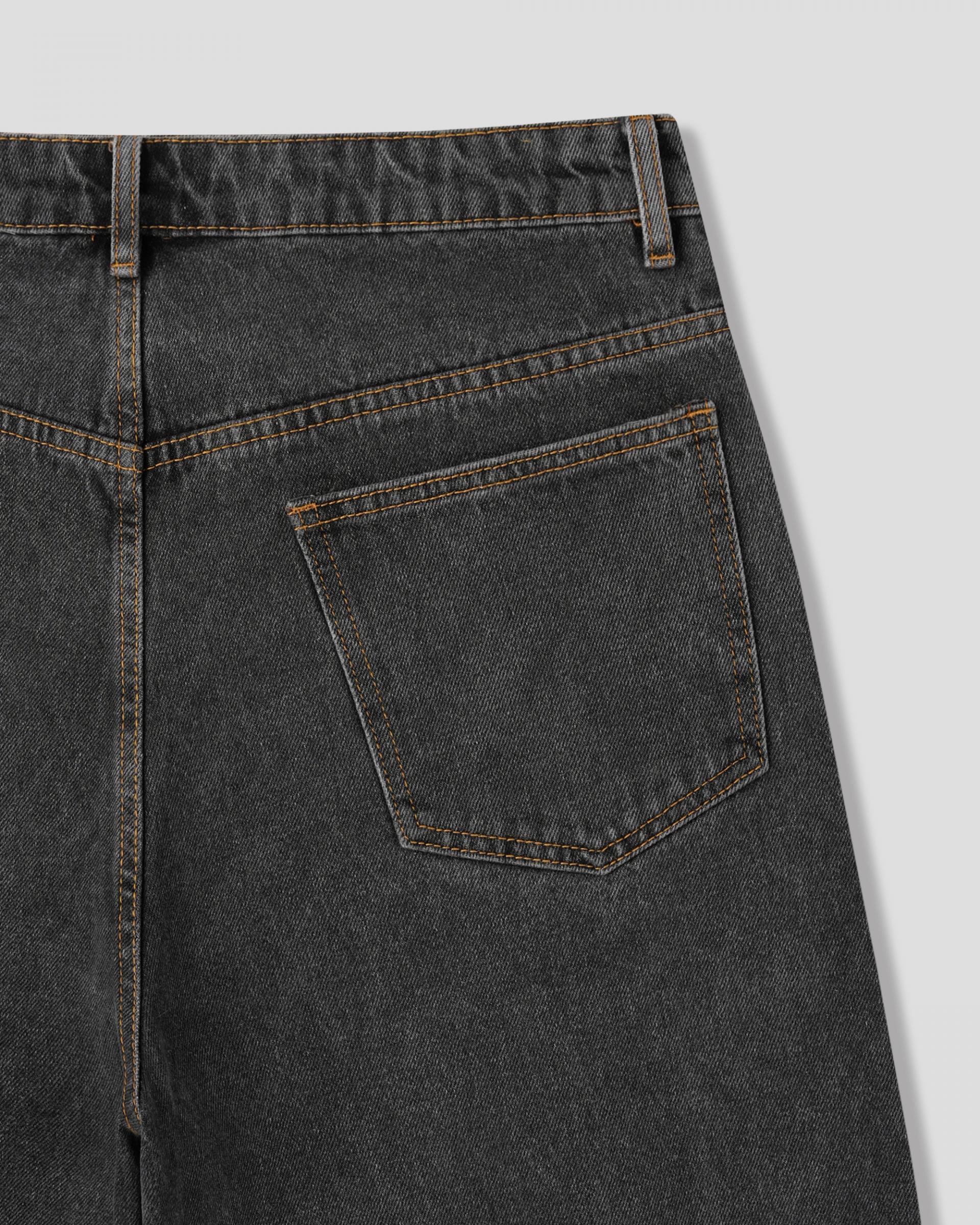 charcoal side line bermuda denim pants