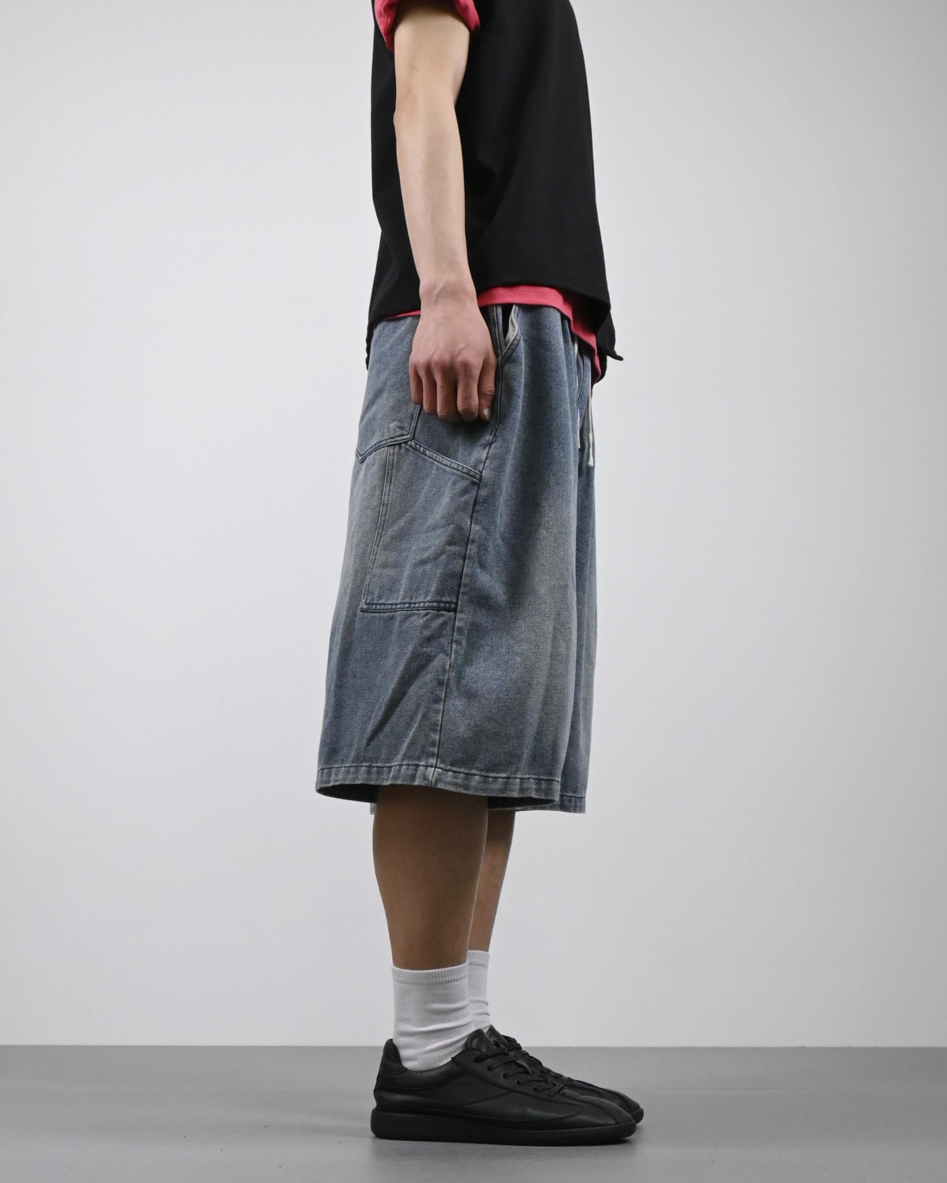 banding vintage carpenter bermuda denim pants