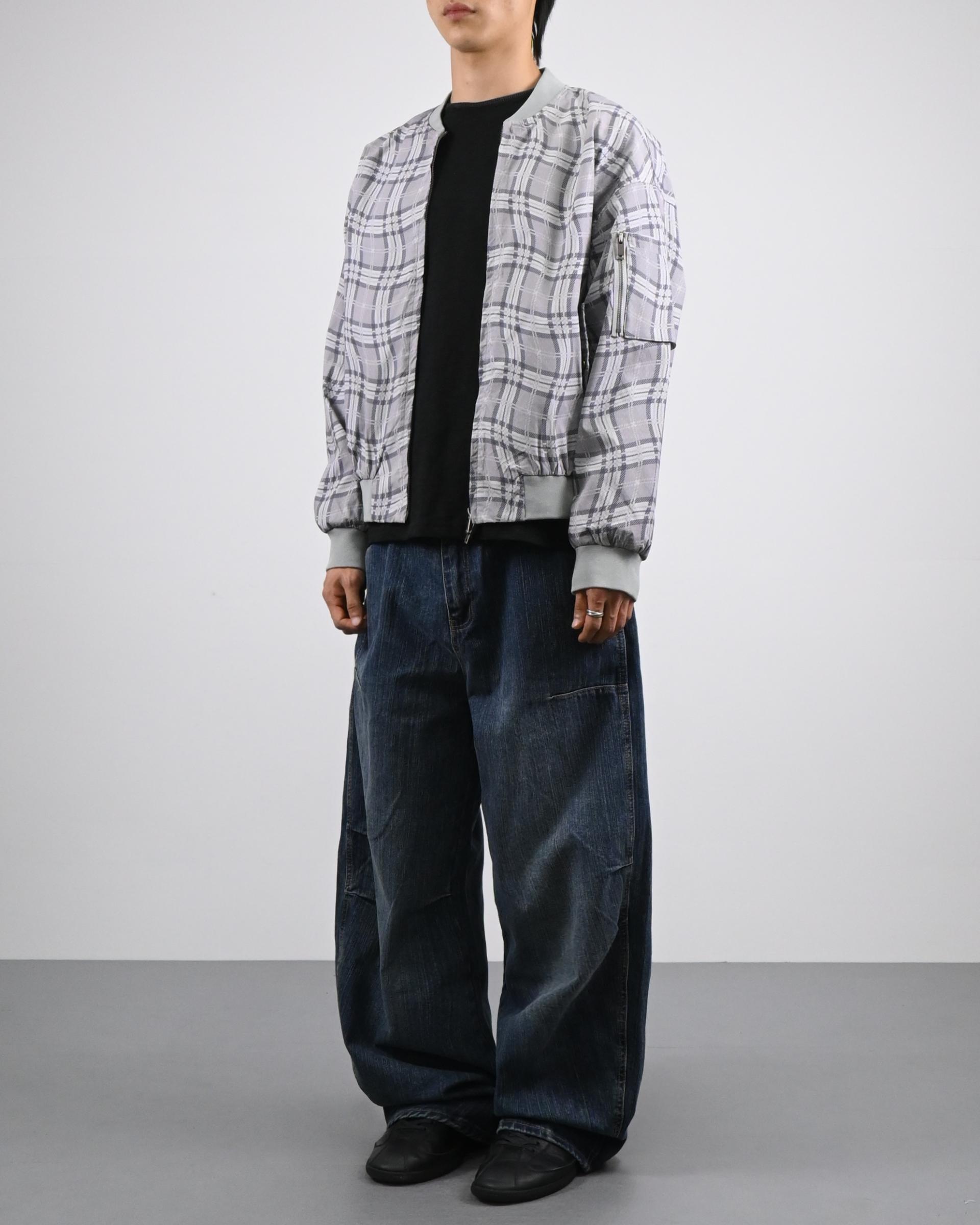 wavy check bomber jacket