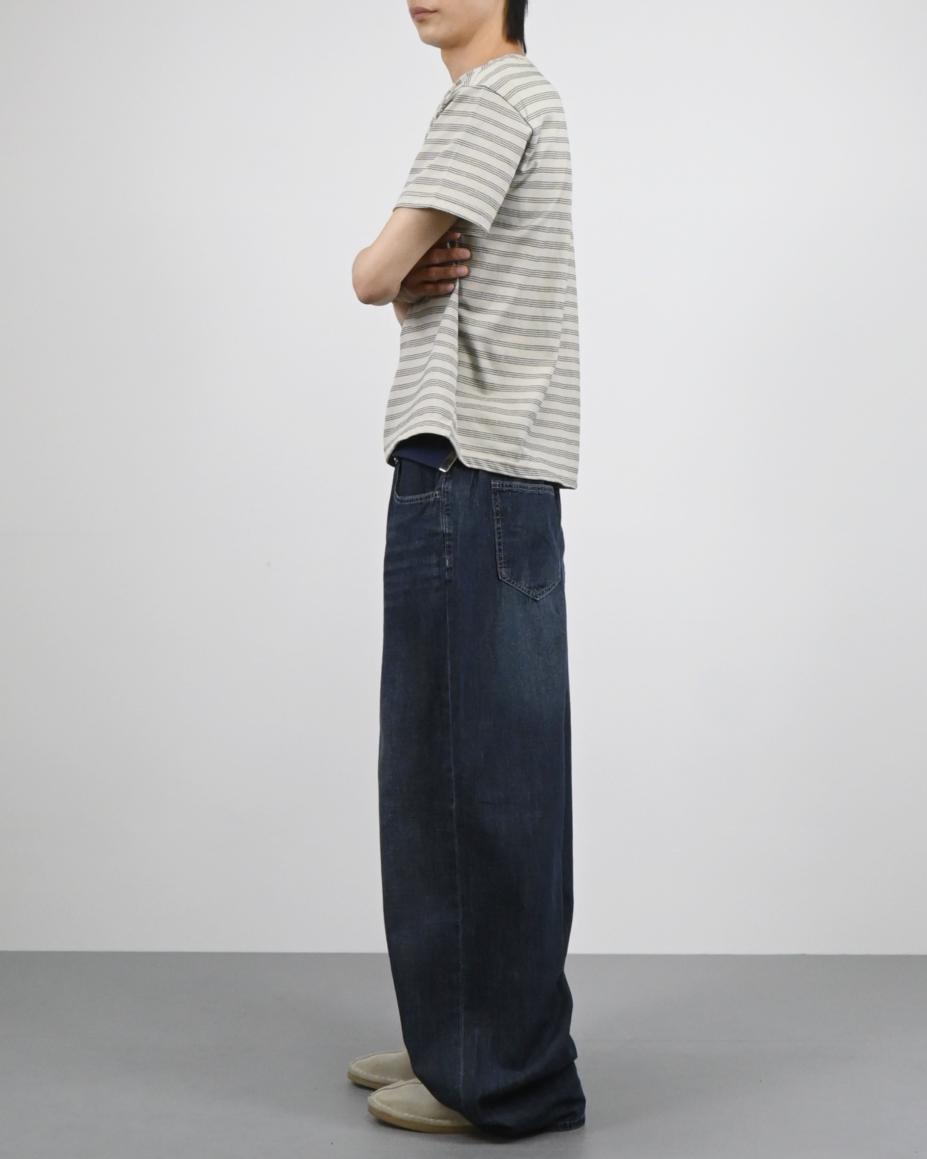straight linen denim pants