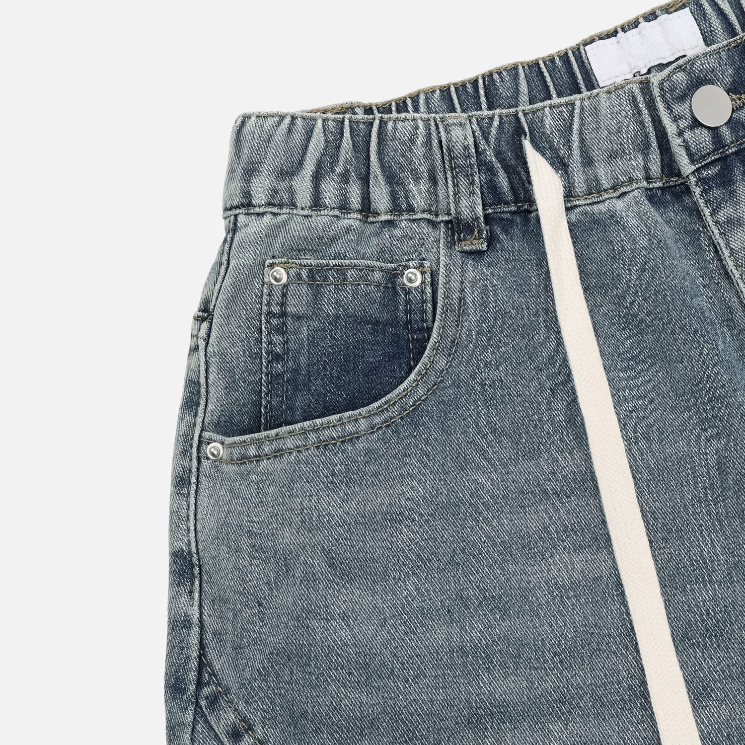 snap creased balloon denim pants