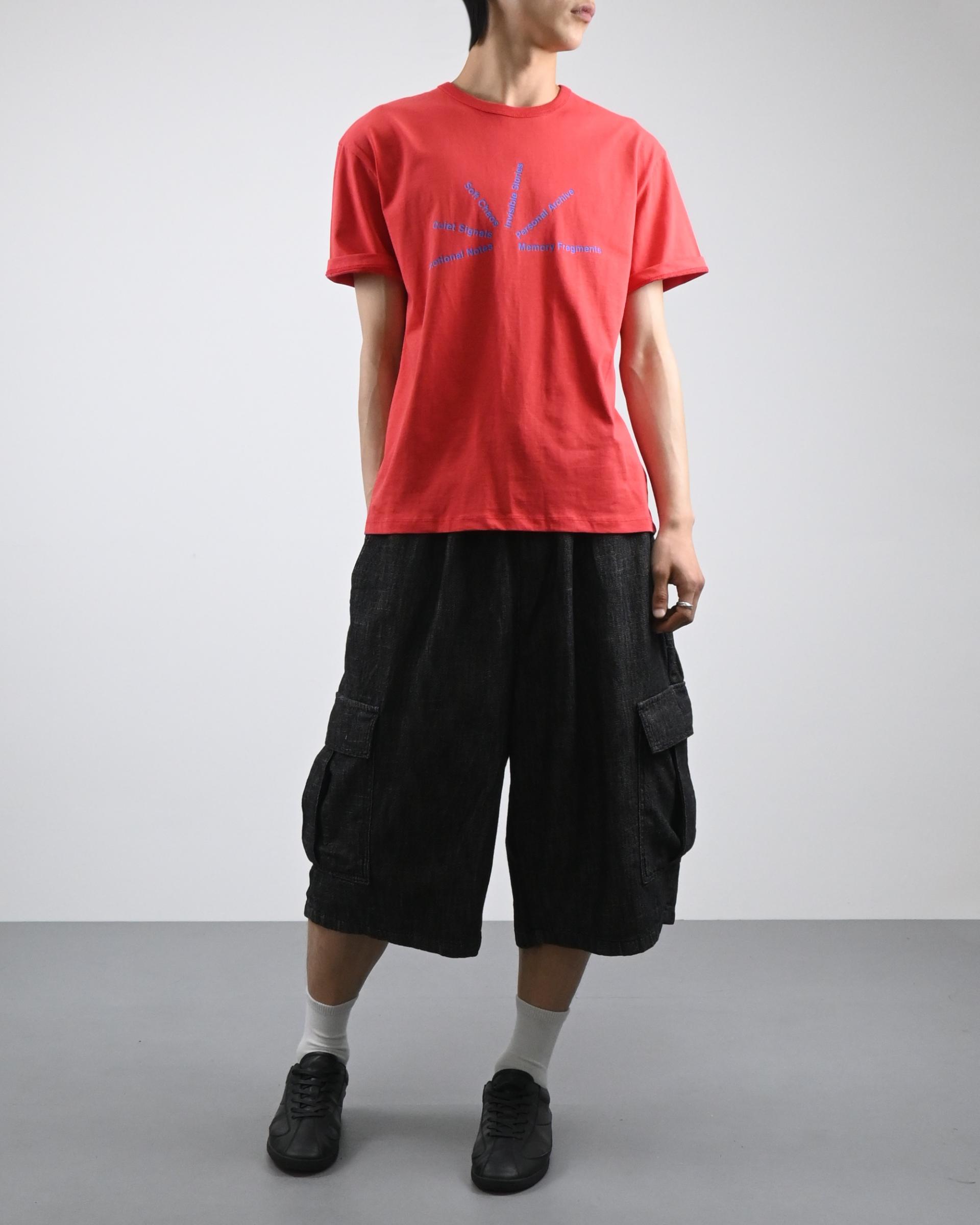 slub denim cargo bermuda pants