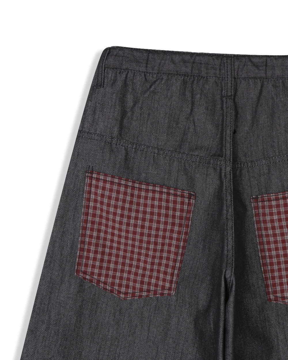 check pocket raw bermuda denim pants