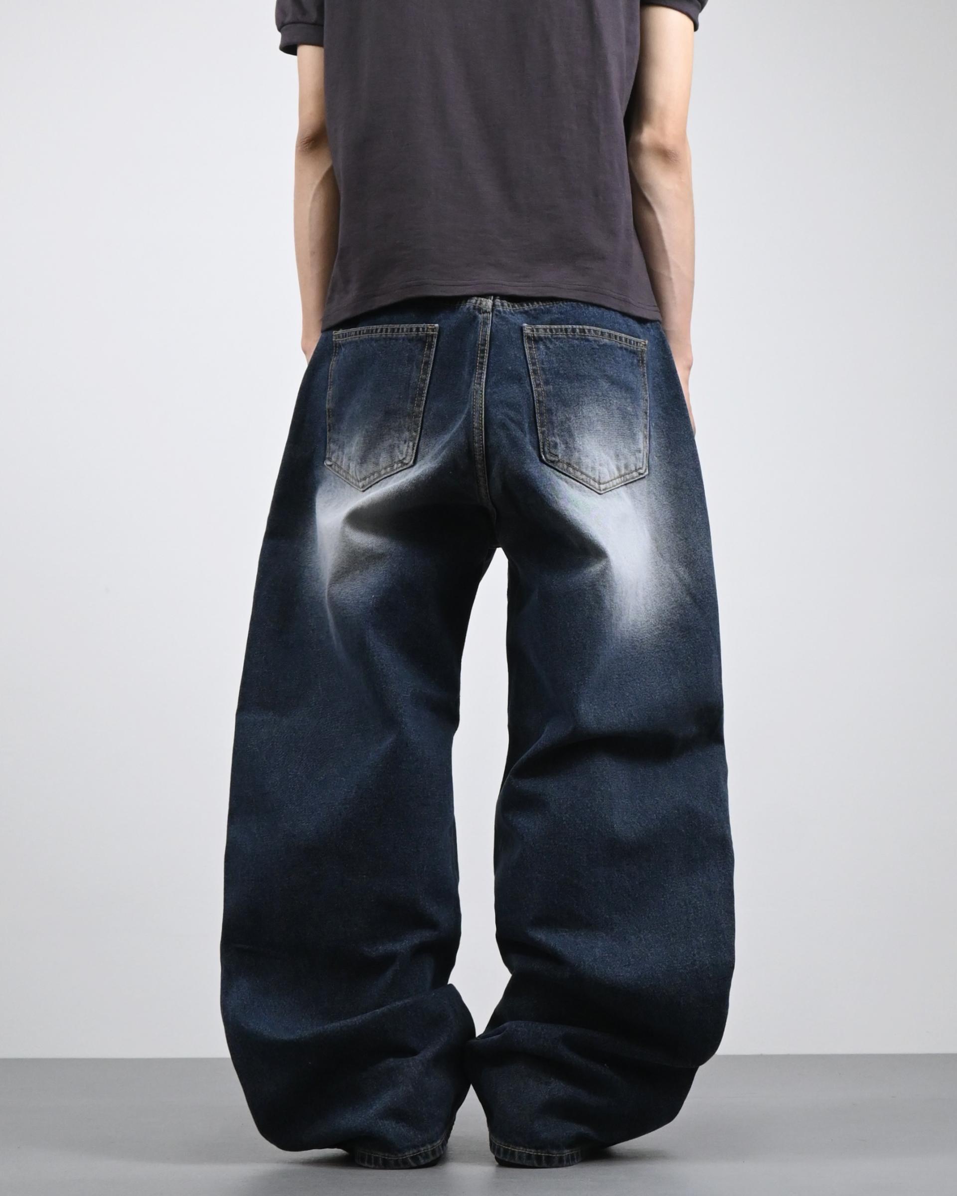 white washed deep blue denim pants