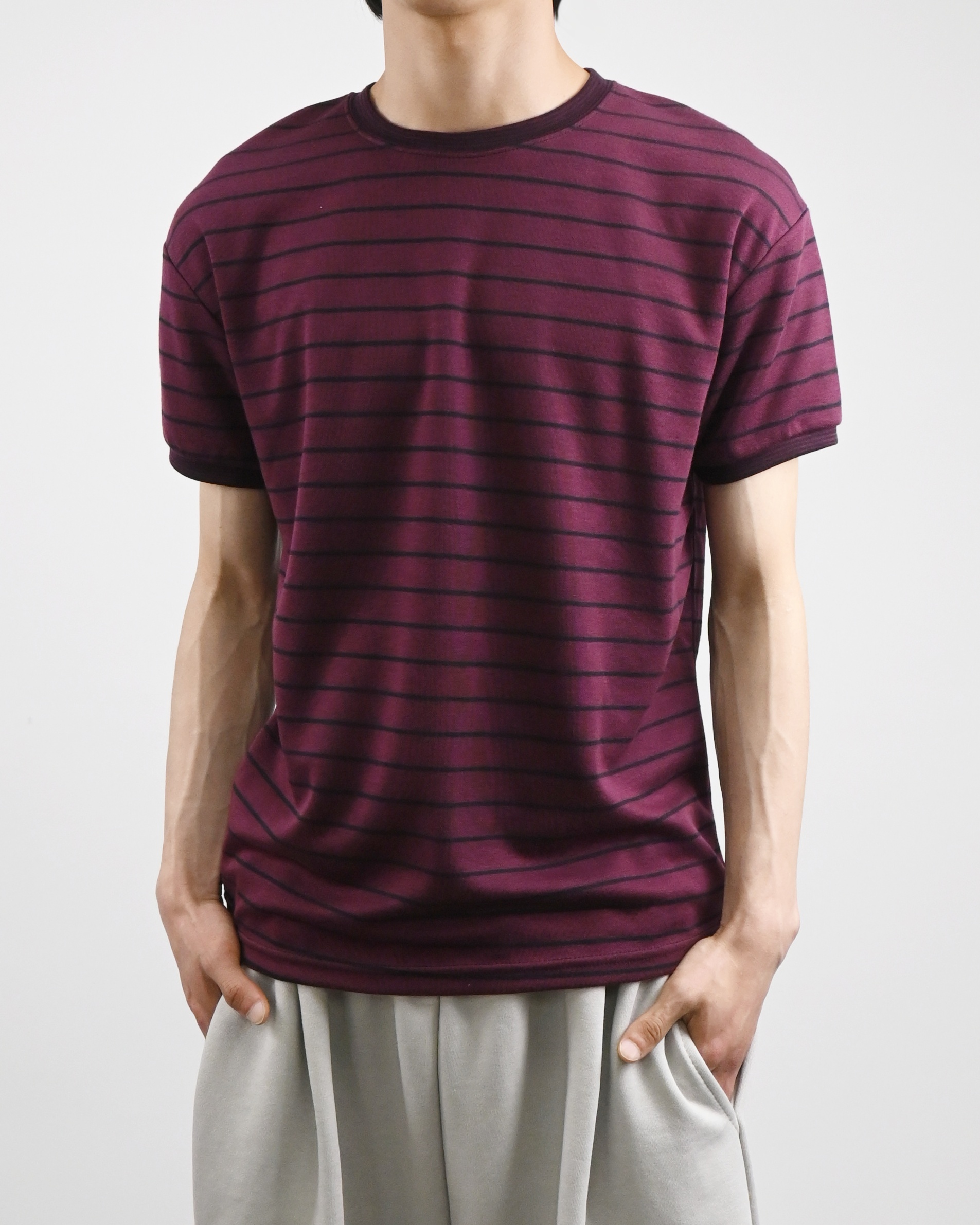 stripe ringer half t-shirt