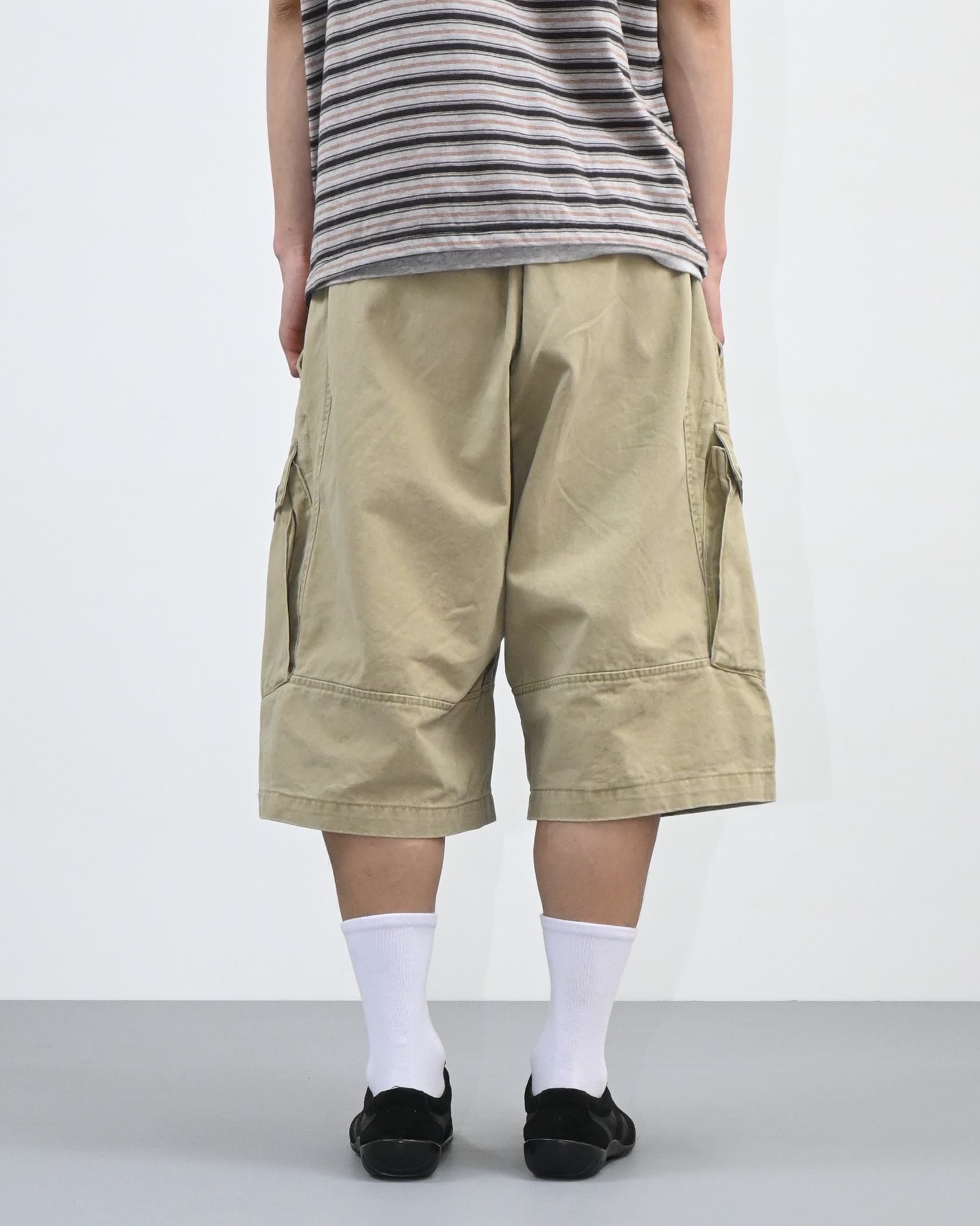 【SATIIIZ】Beden Pigment Cargo Bermuda Pants DEFENER Dyeing Bermuda Cargo Pants - satiiiz