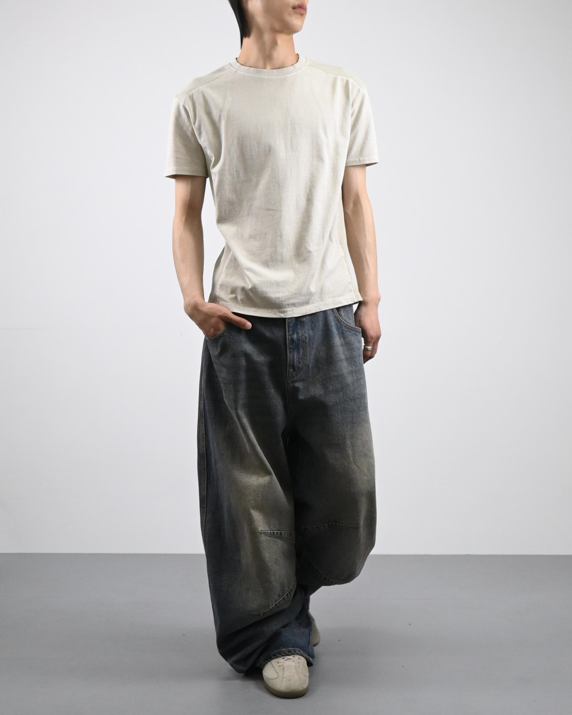 waffle panel pigment half t-shirt