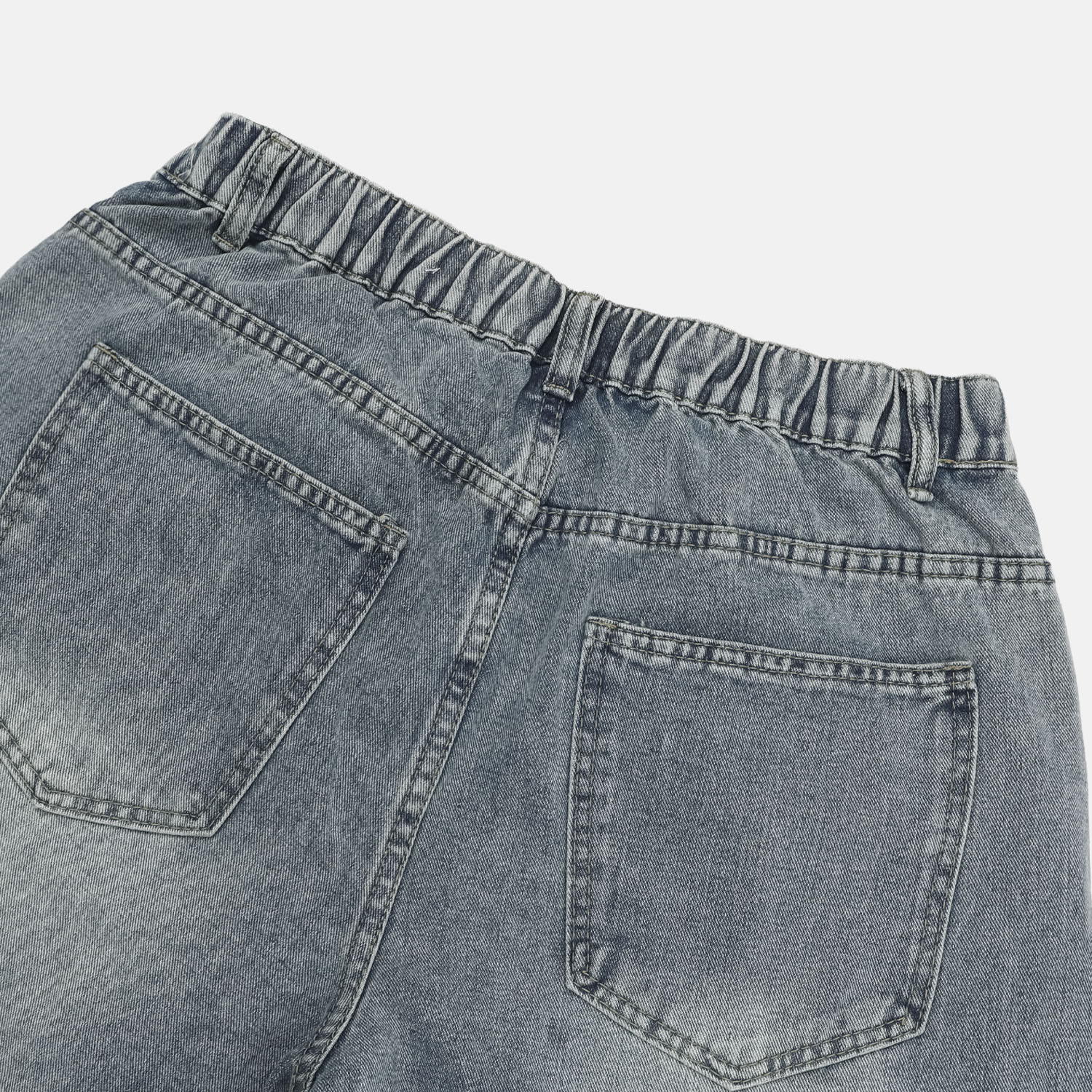 snap creased balloon denim pants