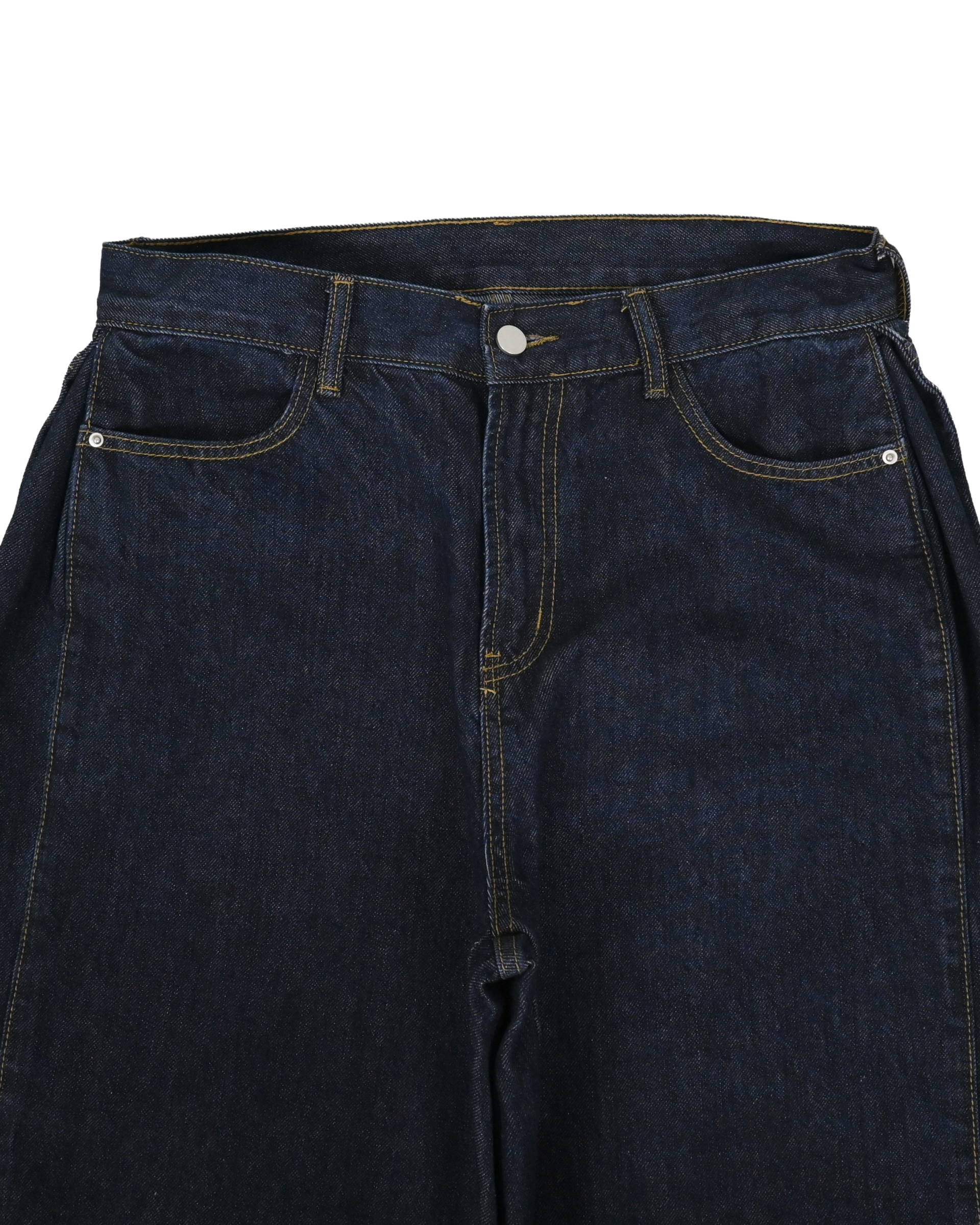 side slit curved denim pants