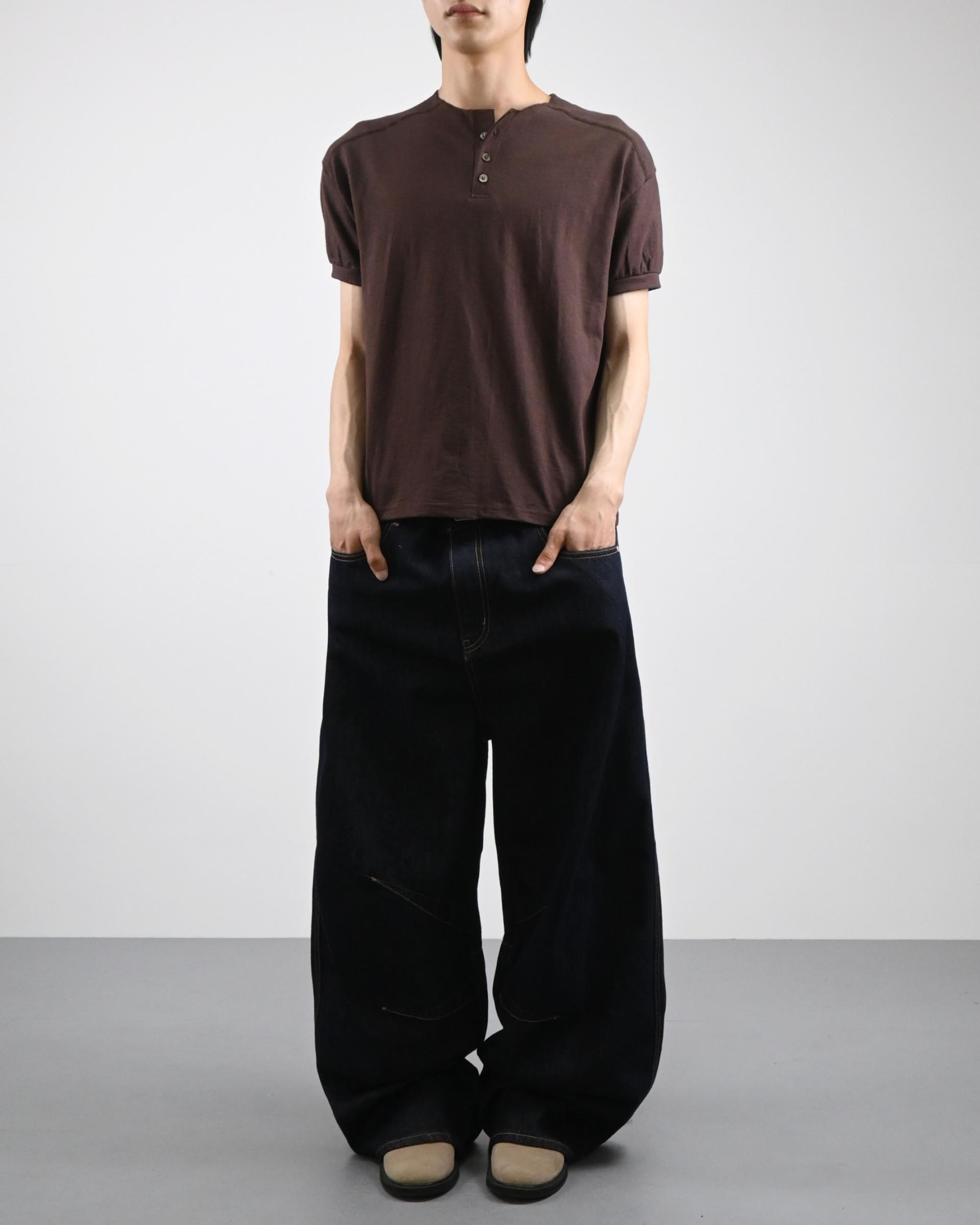 stitch henley neck half t-shirt