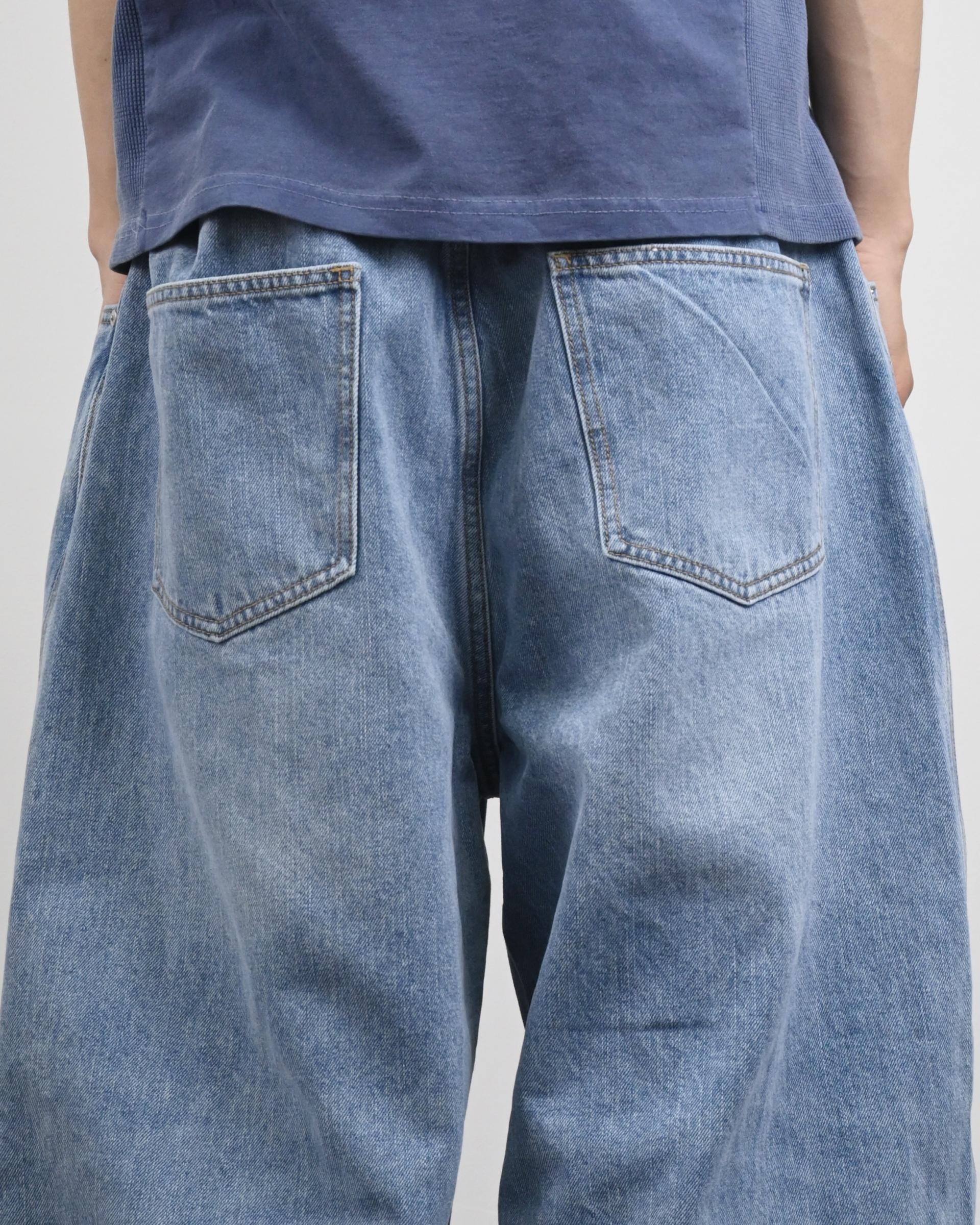 dart balloon denim pants (mid blue)