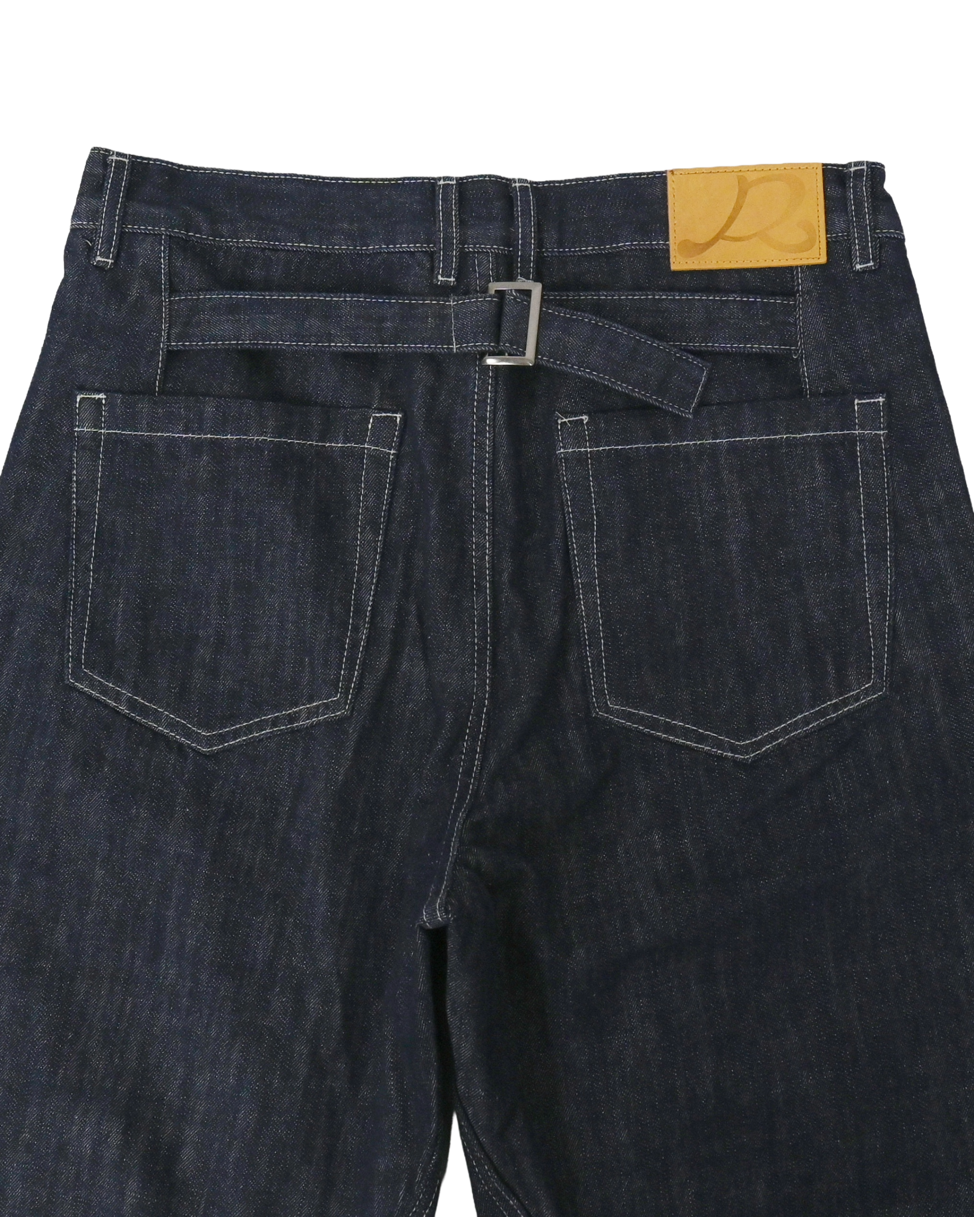 velcro deep indigo denim pants