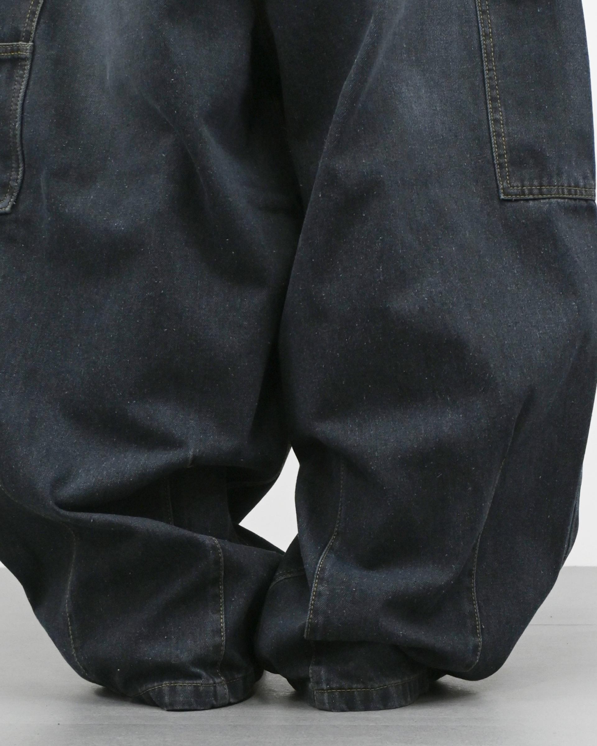 ash washed carpenter balloon denim pants