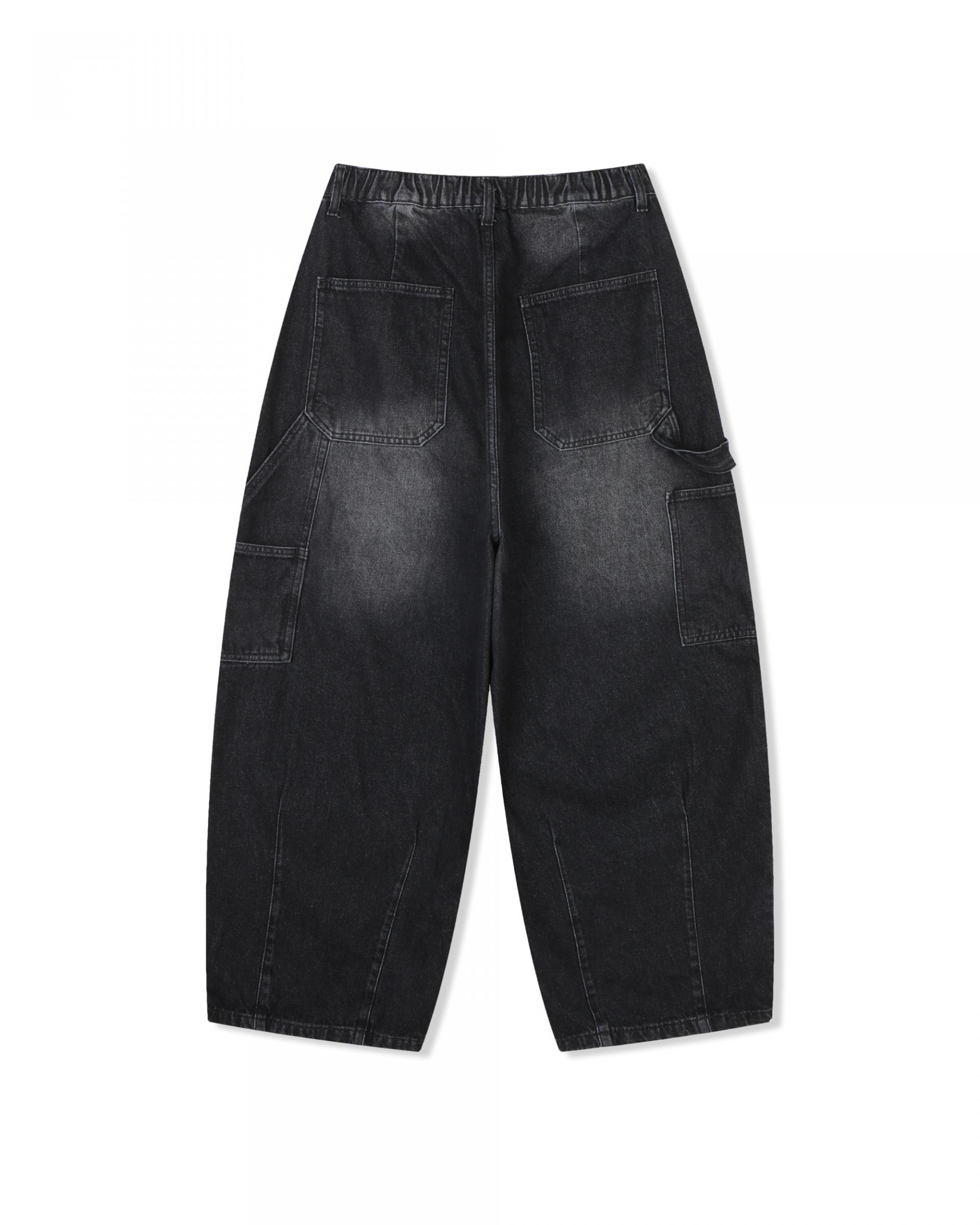 ash washed carpenter balloon denim pants