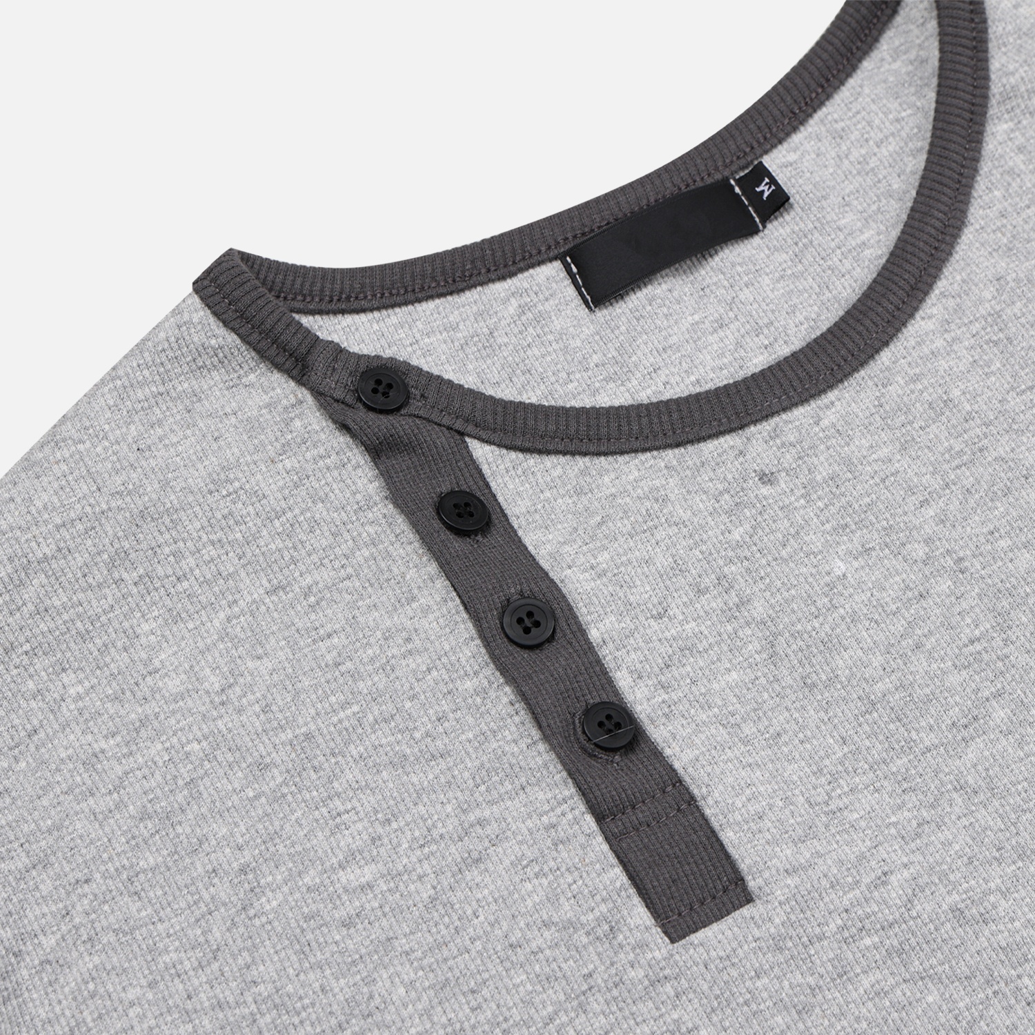 offset henley neck ringer half t-shirt