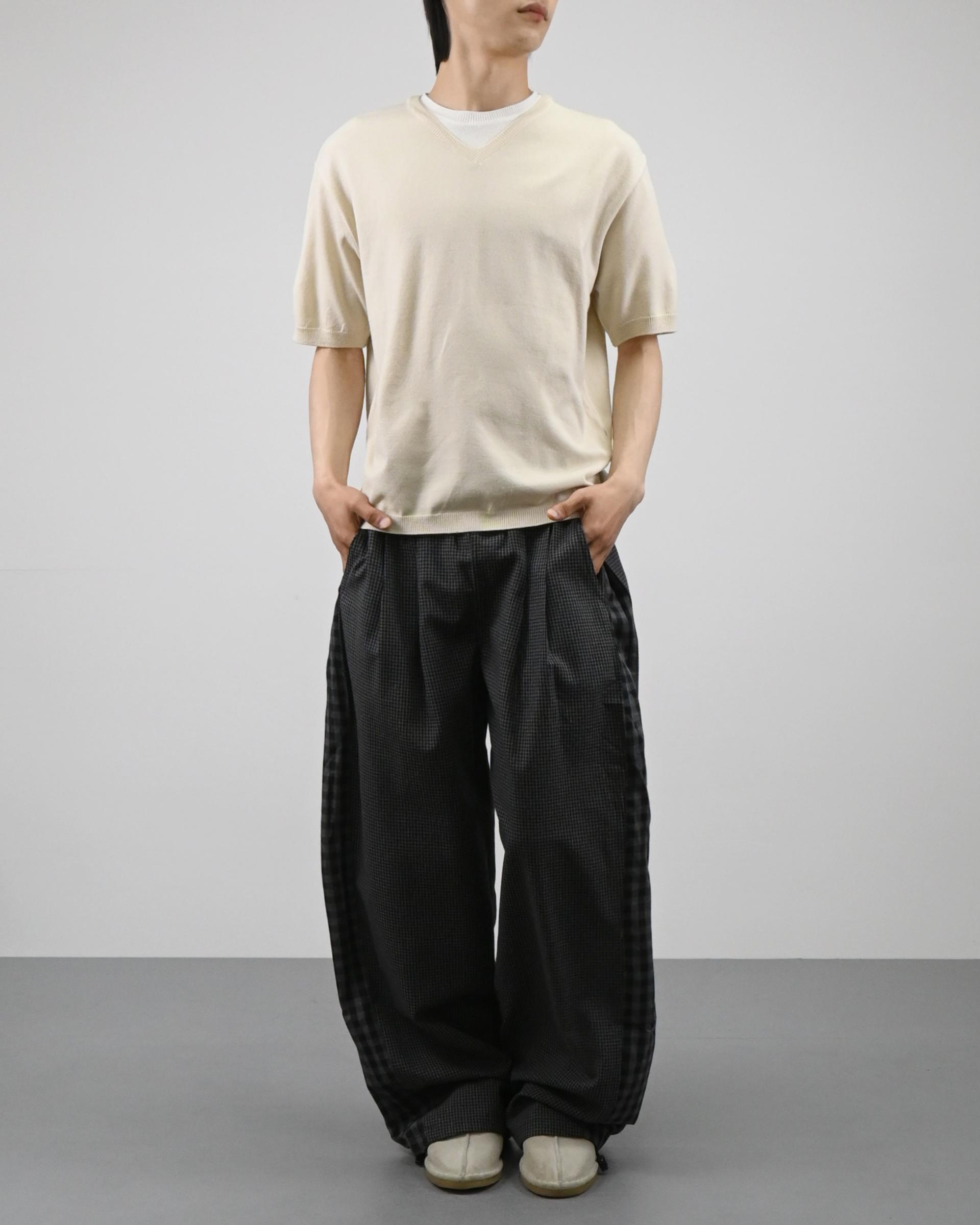 v-neck layered half knit