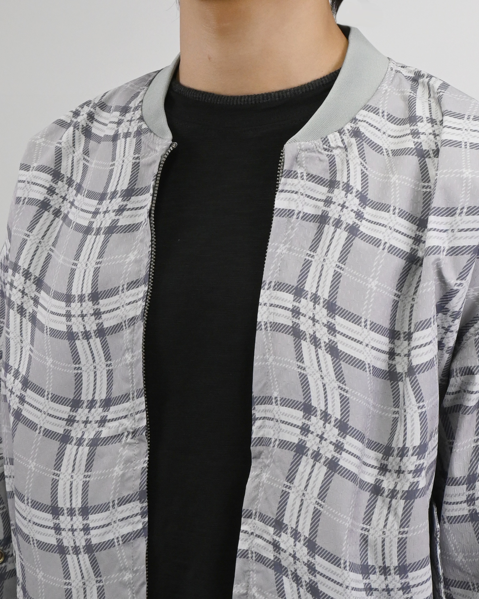 wavy check bomber jacket