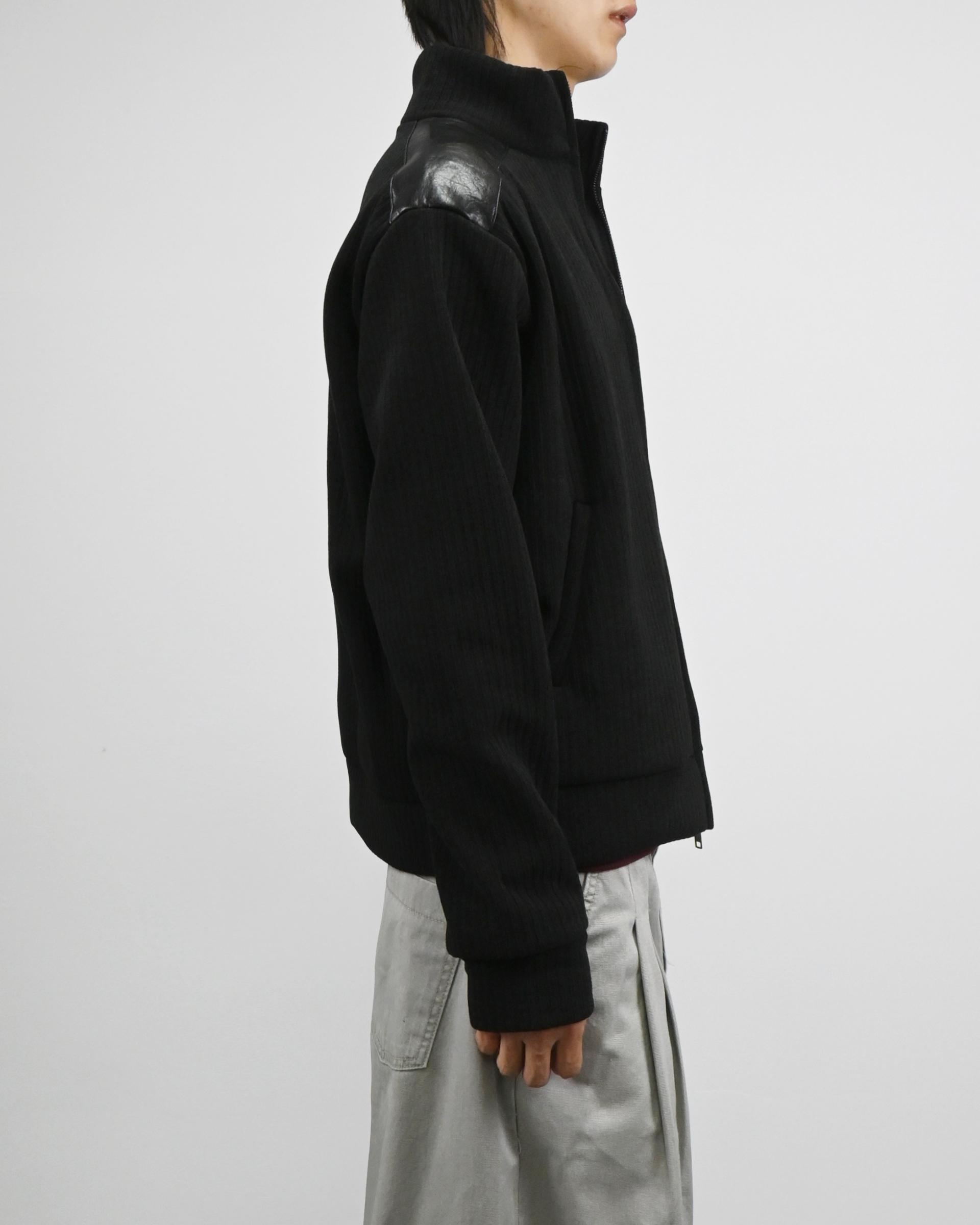 leather contrast knit jacket