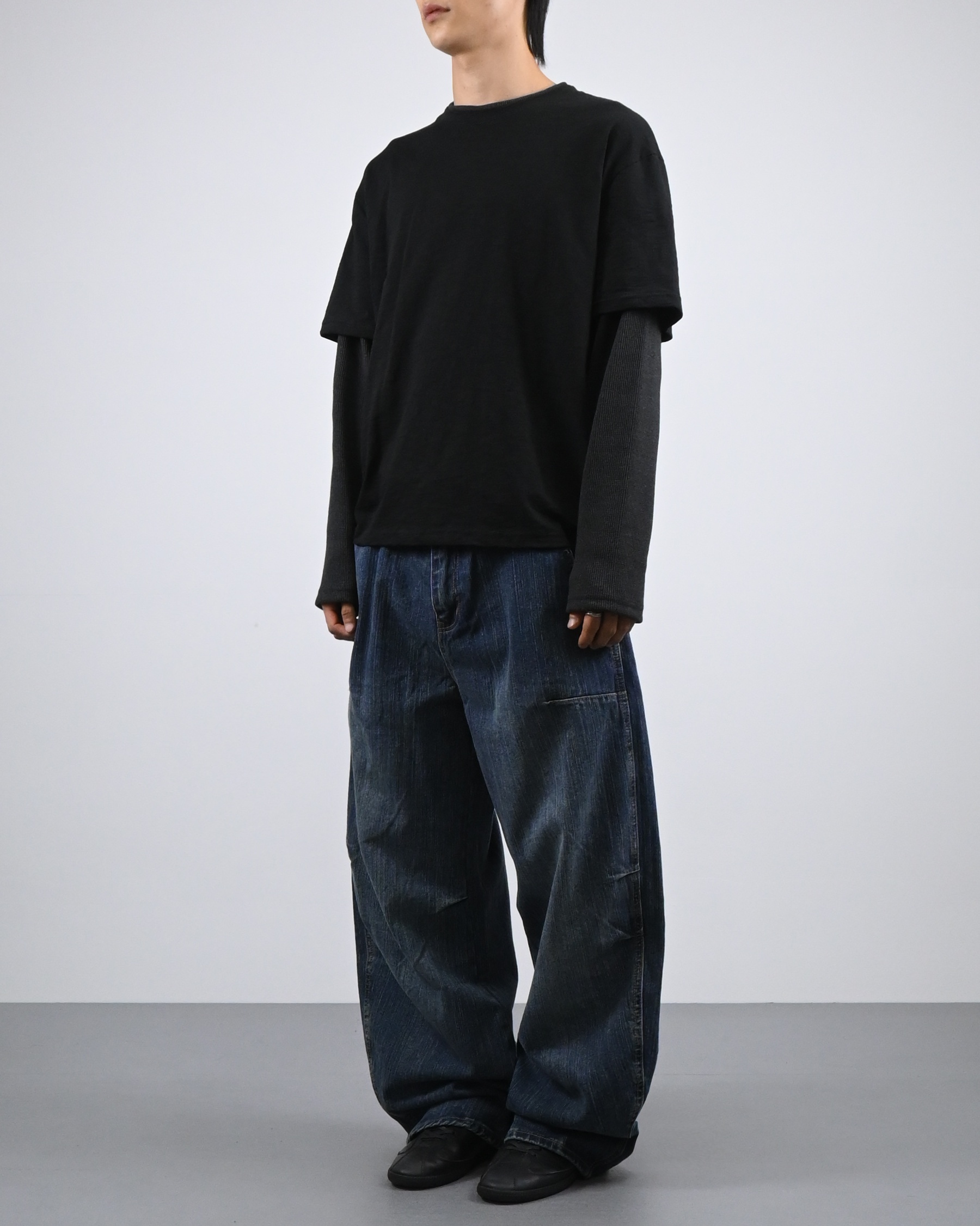 slub waffle layered t-shirt