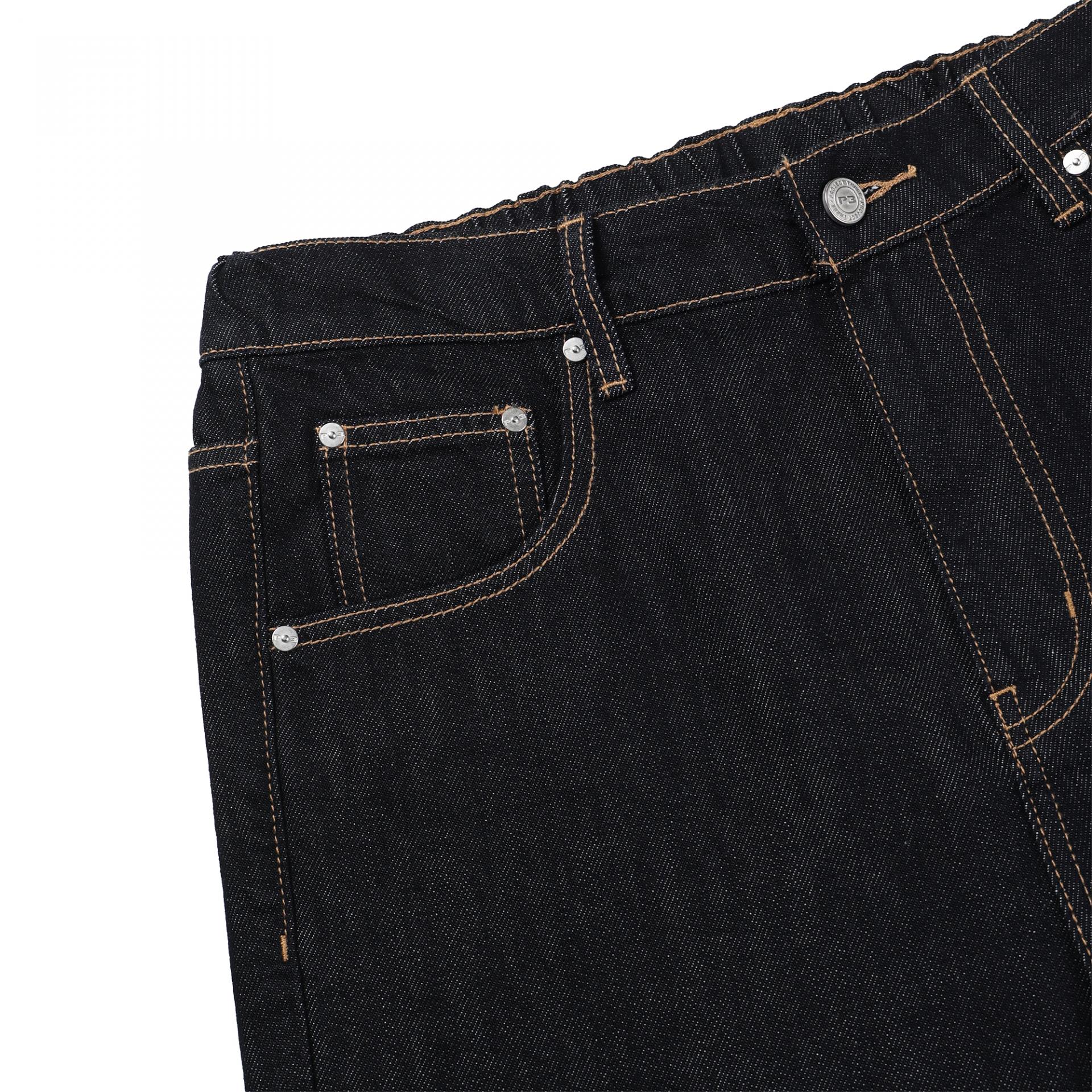 banding raw denim relaxed pants