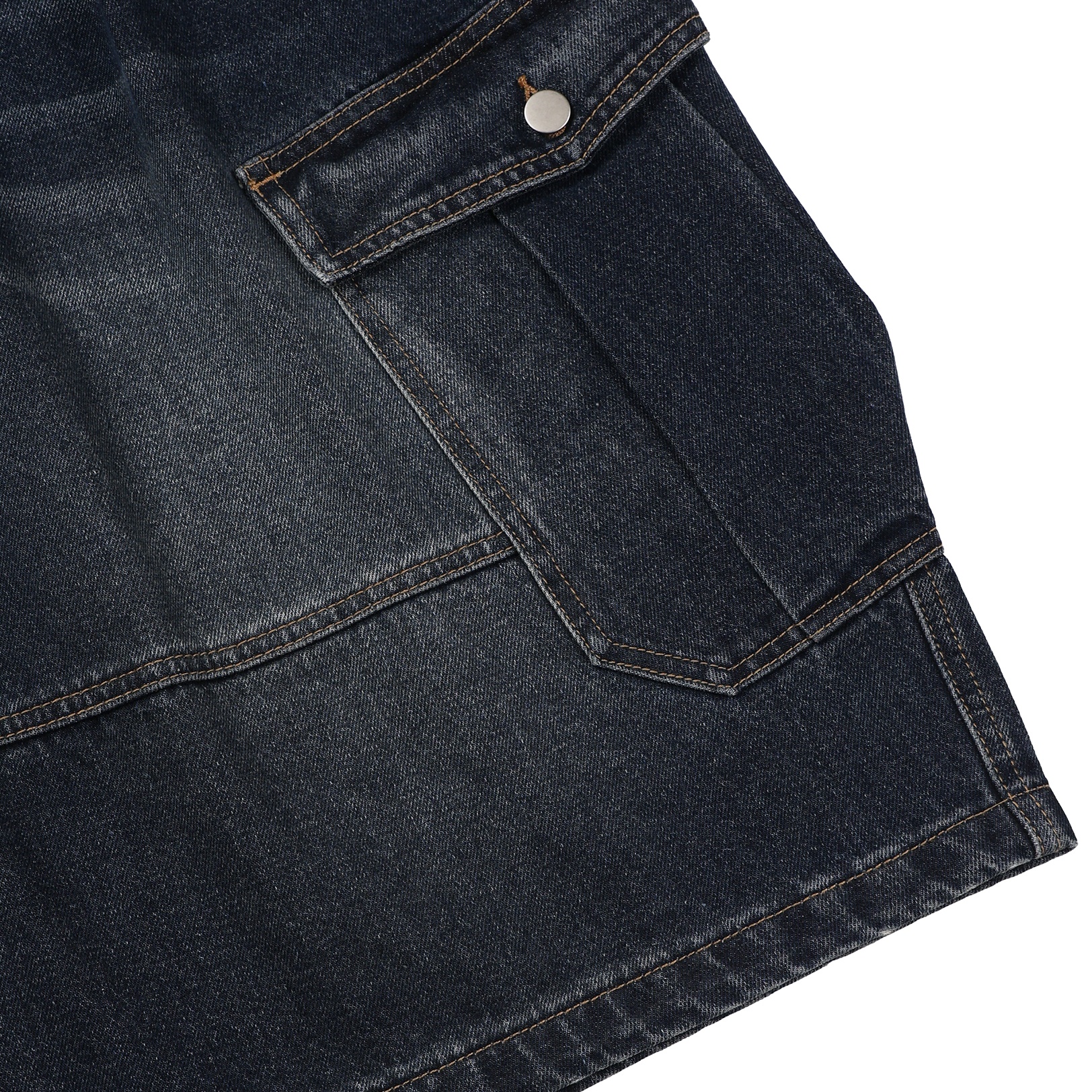 vintage washing cargo bermuda denim pants