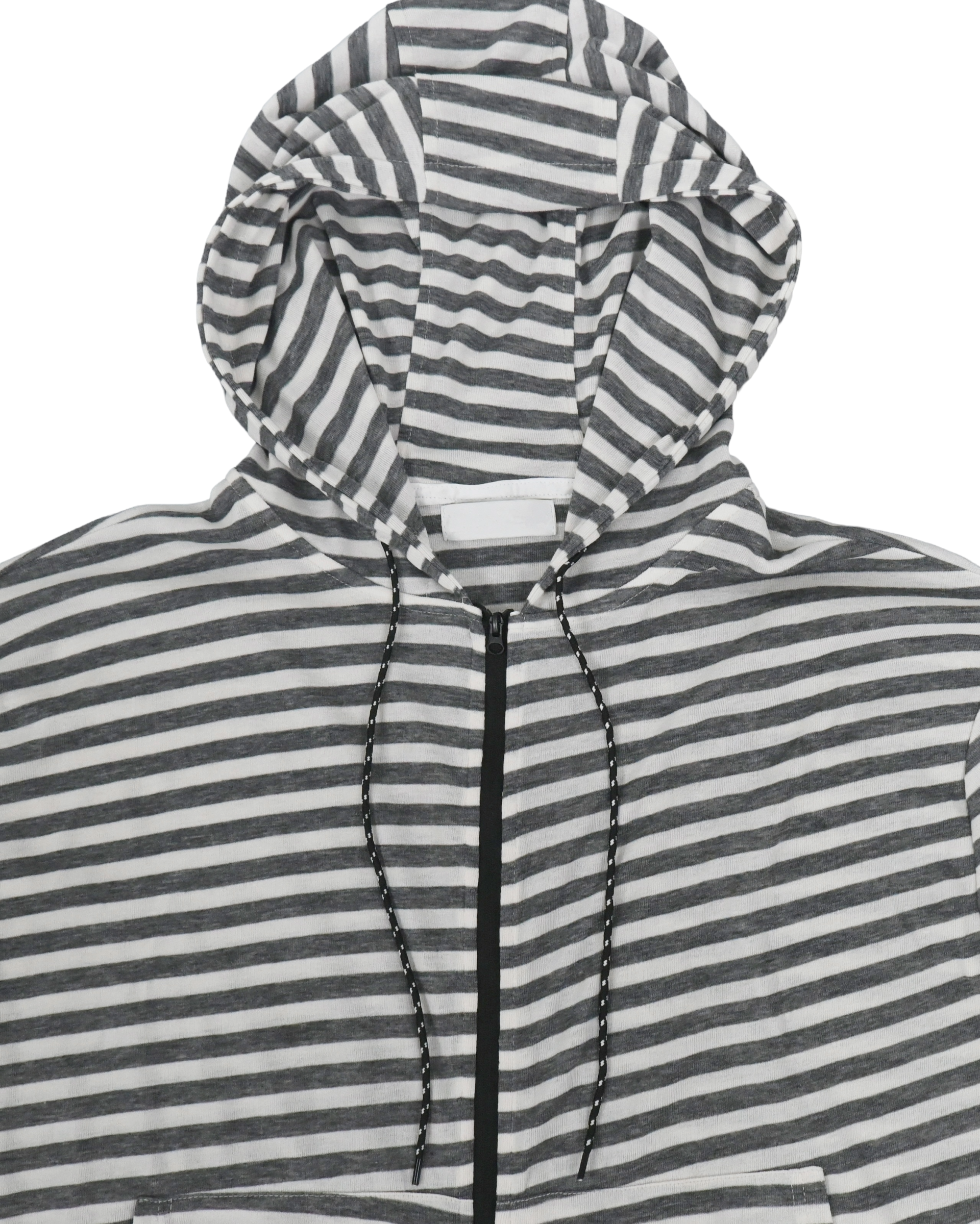 thin stripe hood zip-up