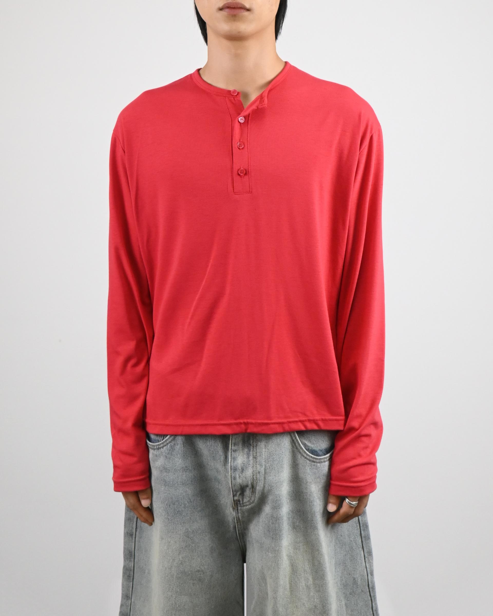 back slit henley neck t-shirts