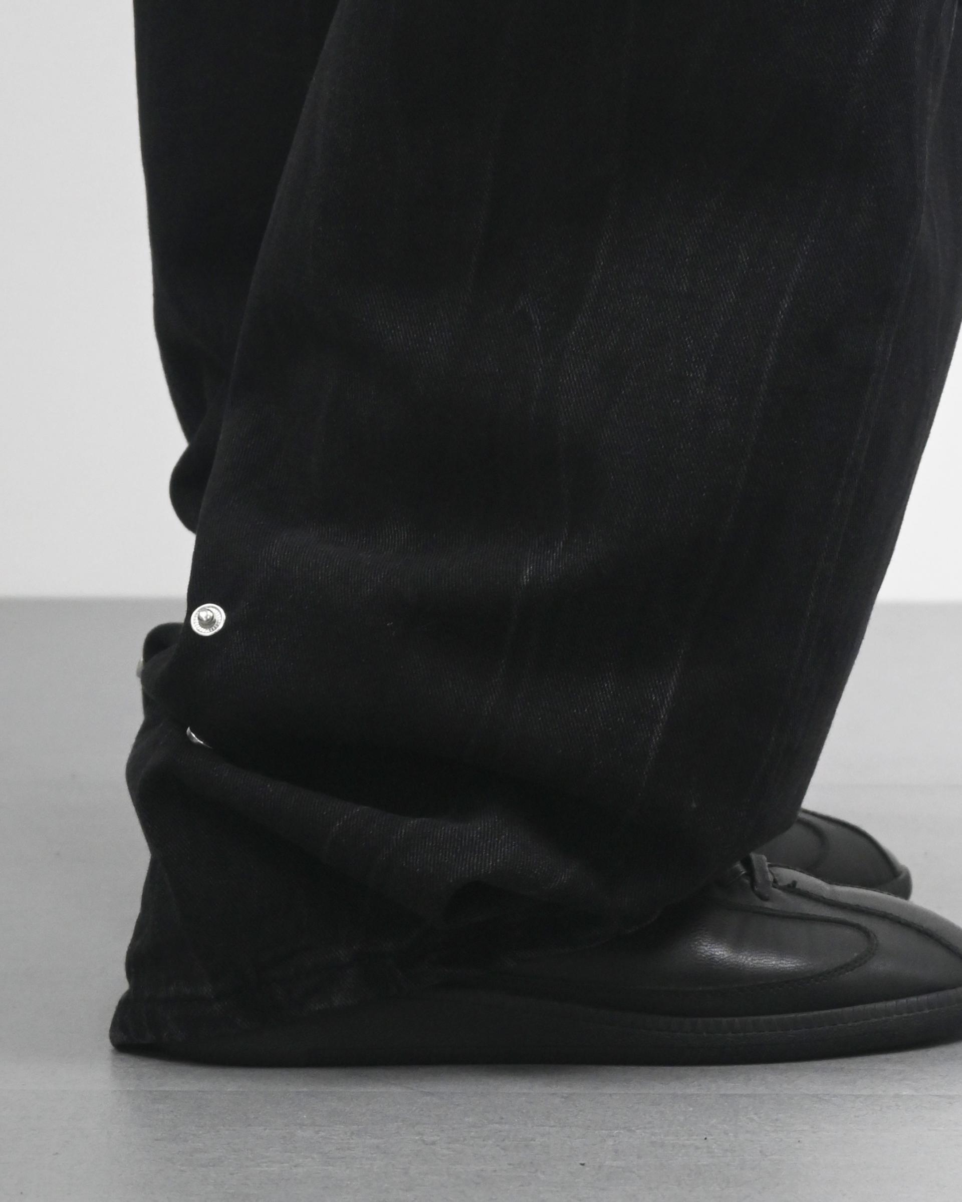 snap creased balloon denim pants