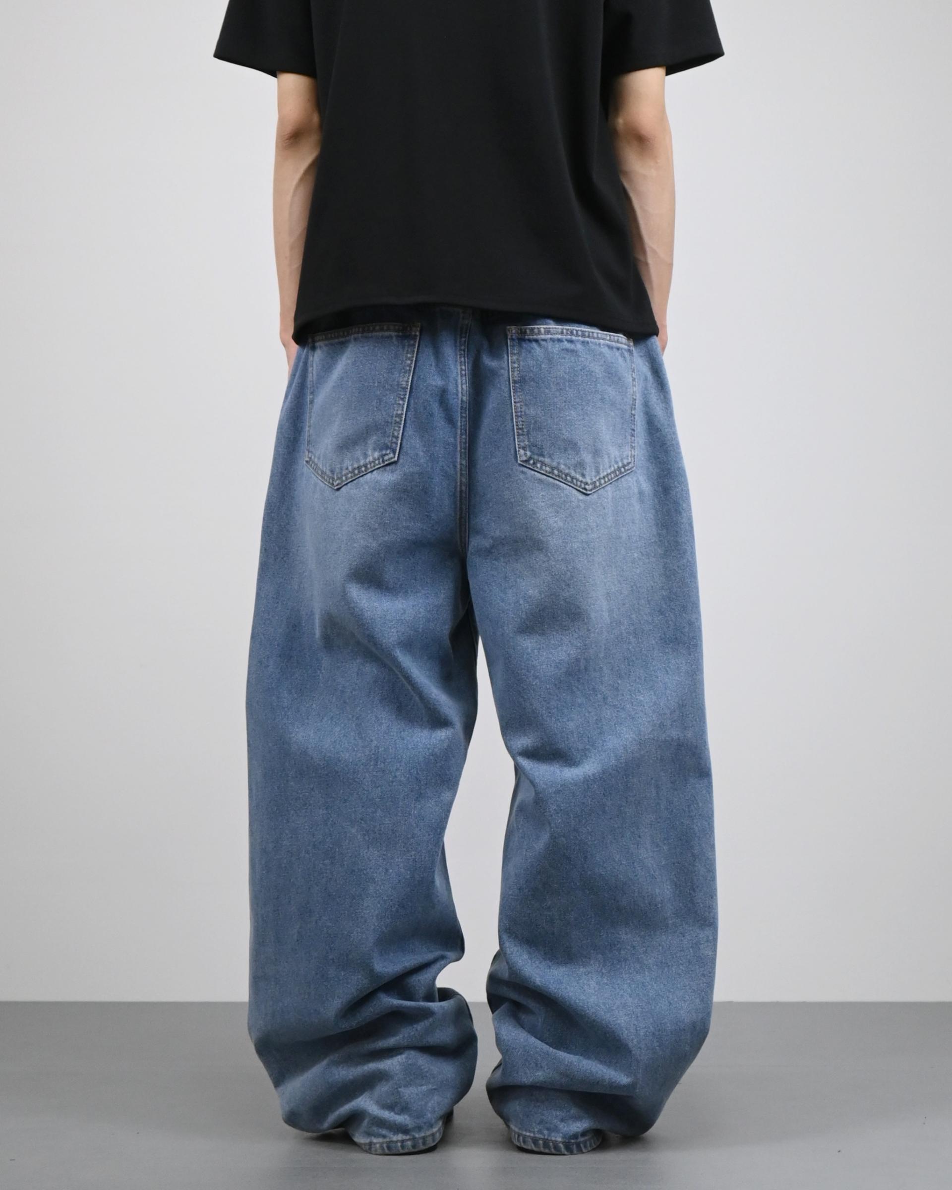 tapered banding denim pants
