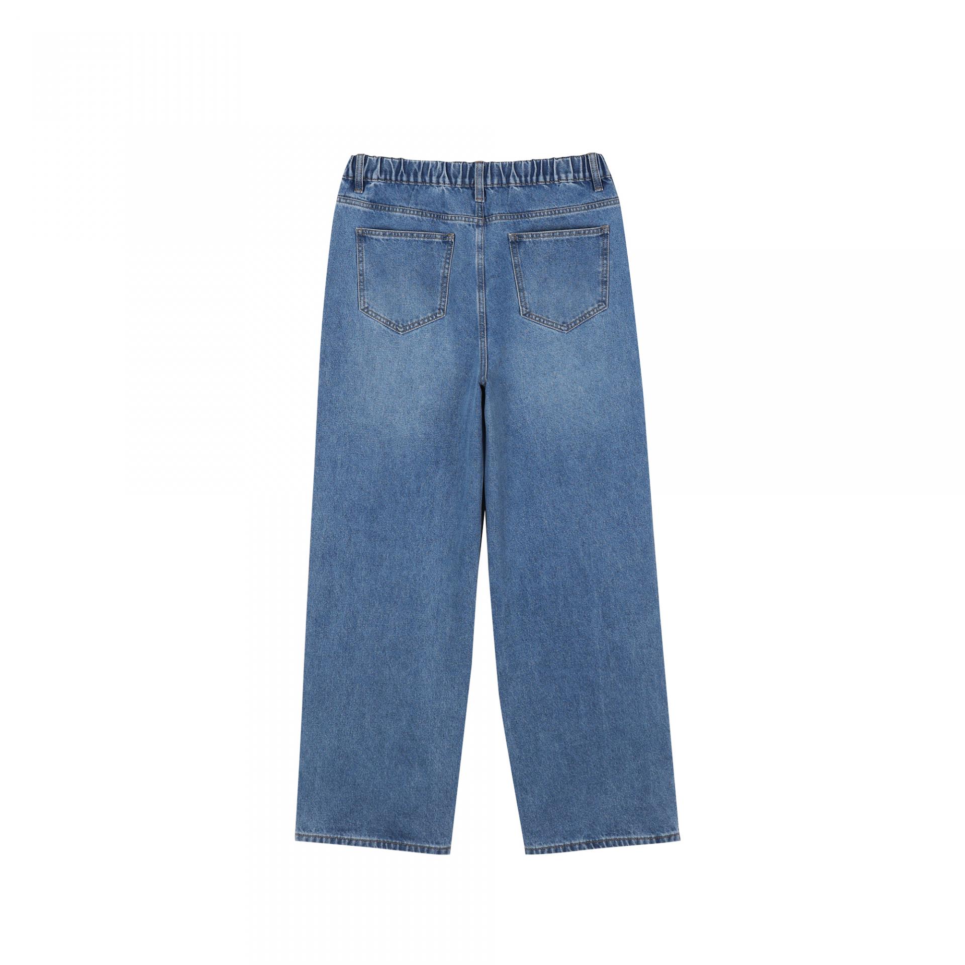tapered banding denim pants