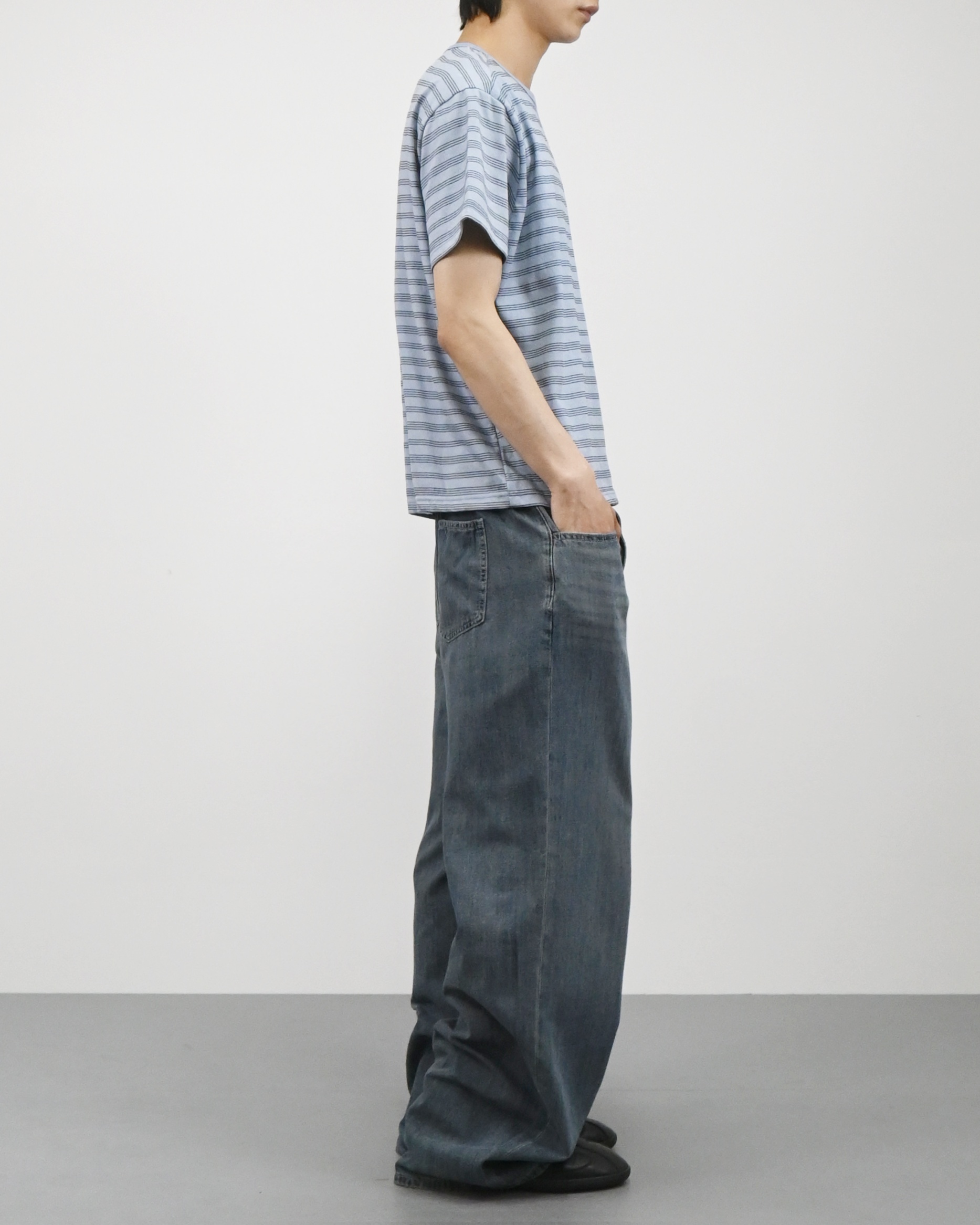 straight linen denim pants