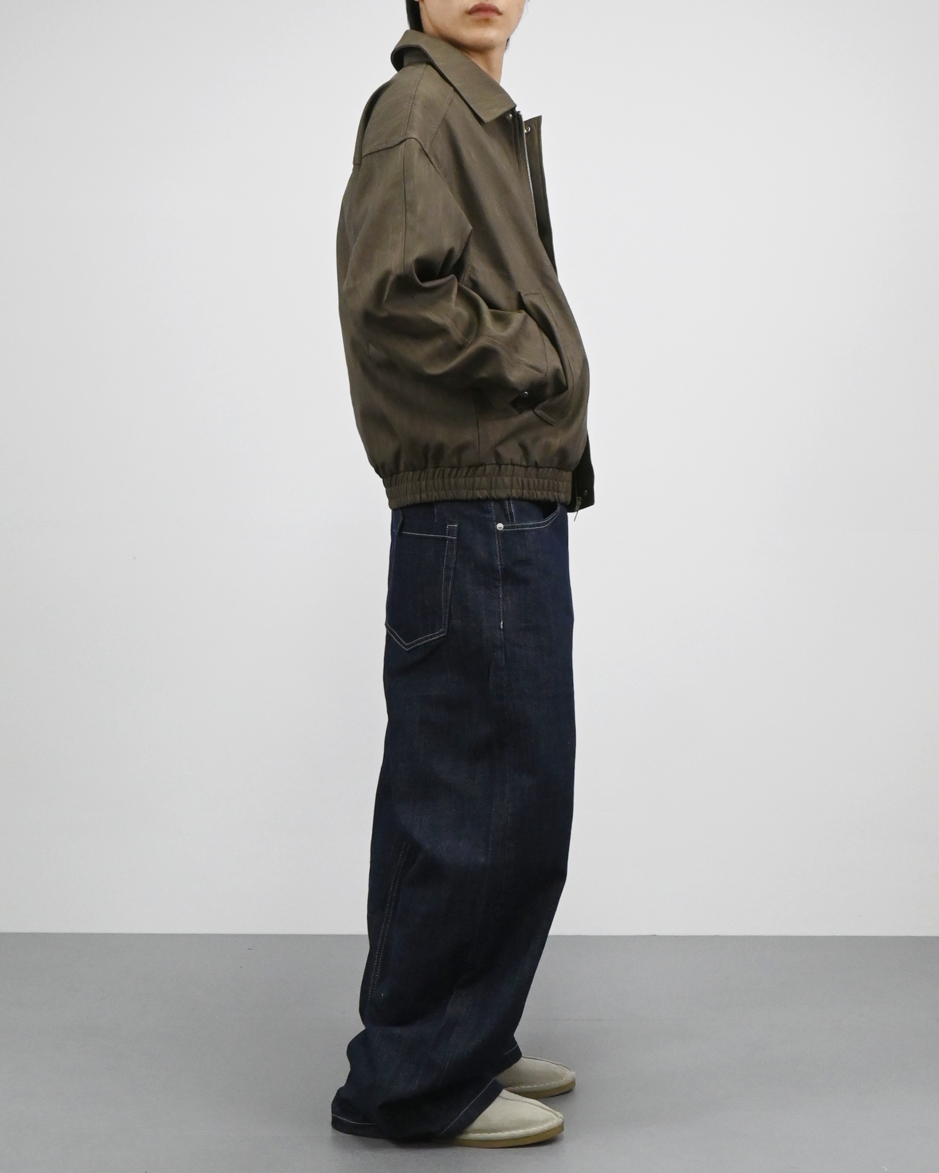 velcro deep indigo denim pants