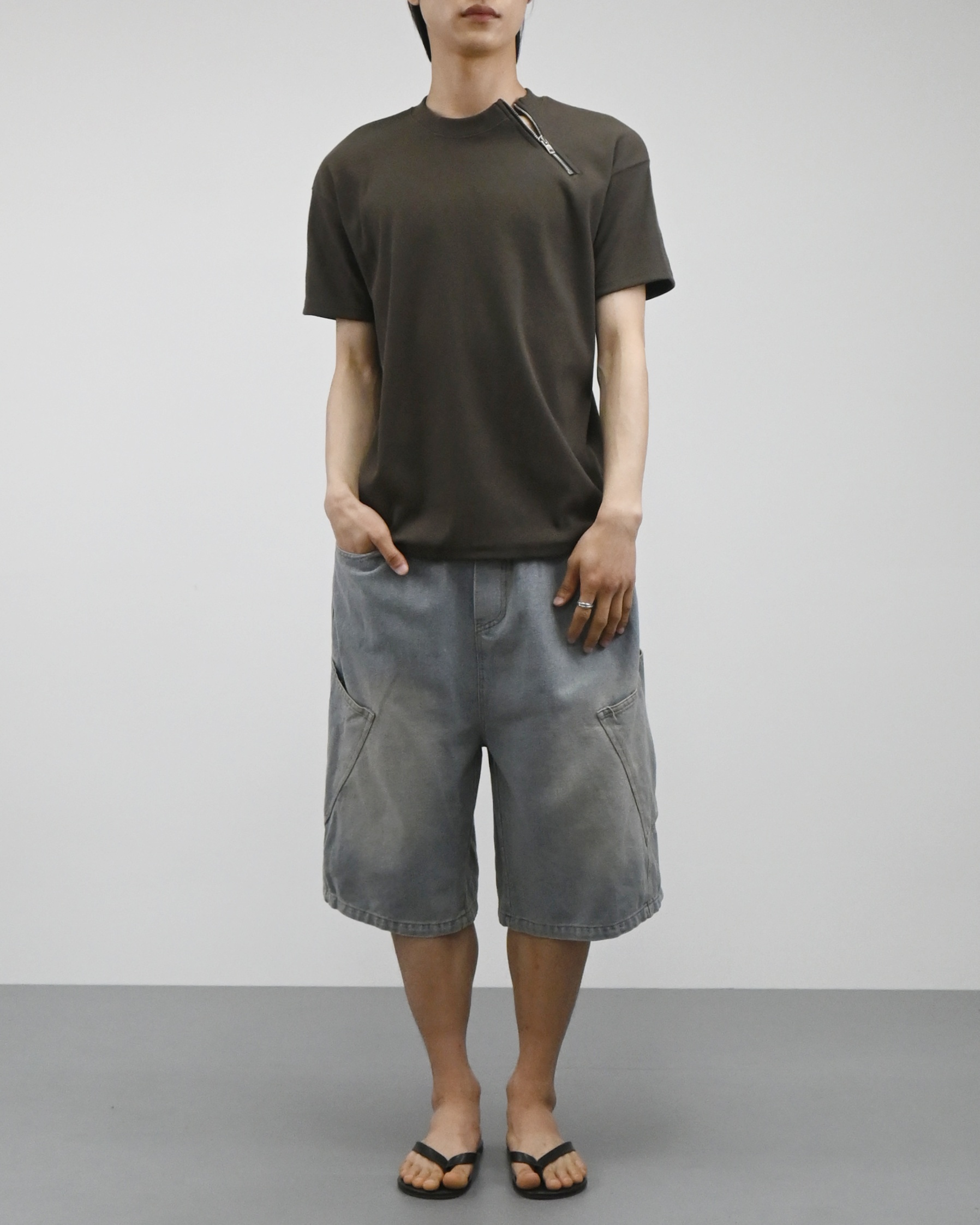 side pocket bermuda denim pants