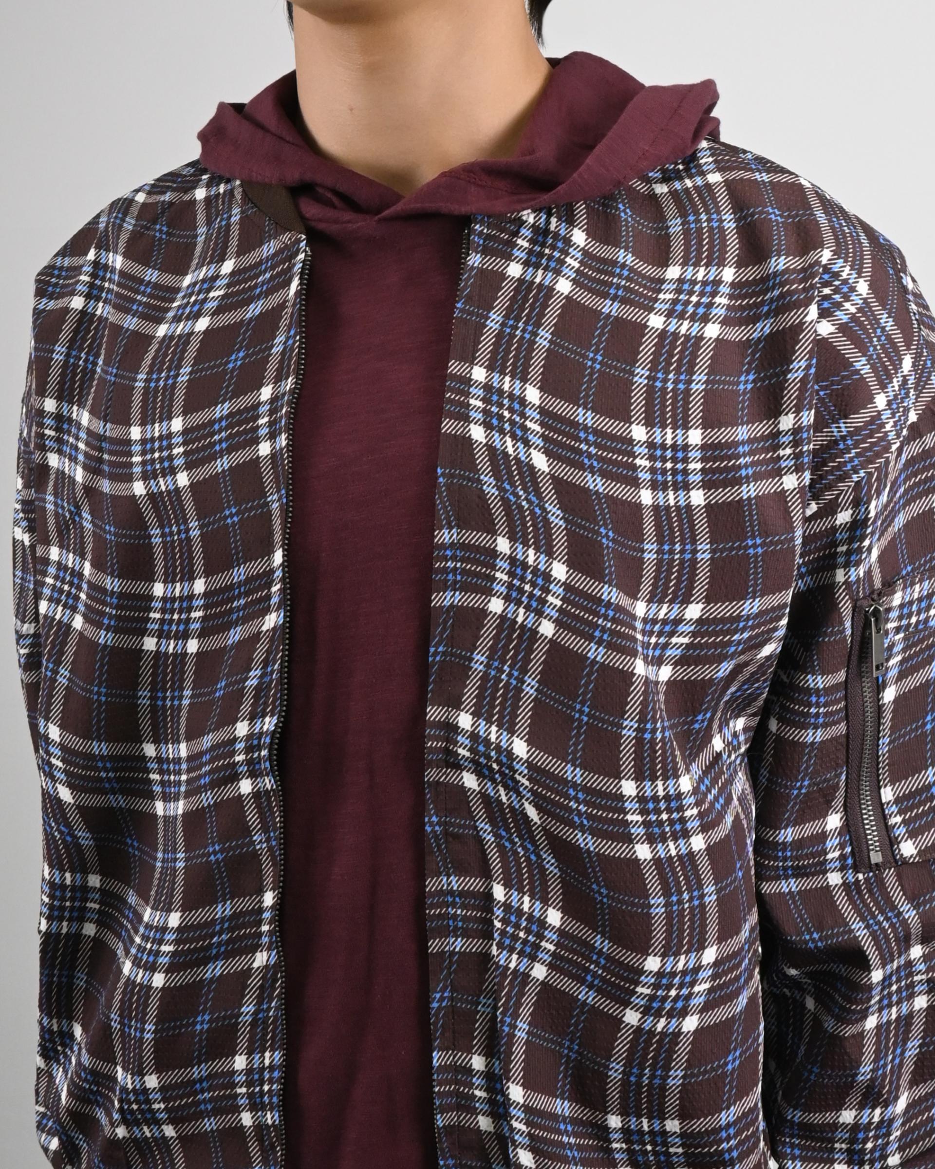 wavy check bomber jacket