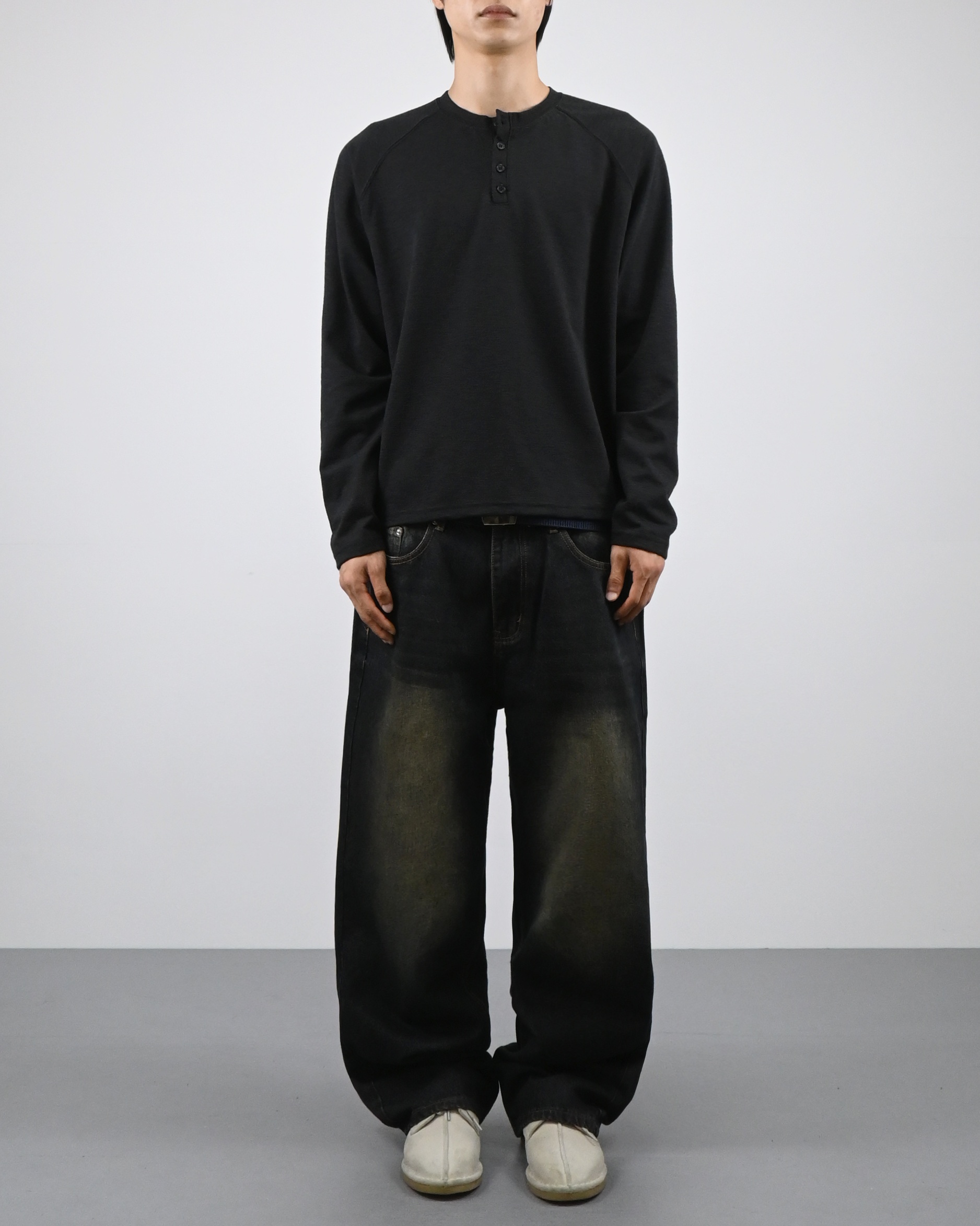 oil vintage curved denim pants