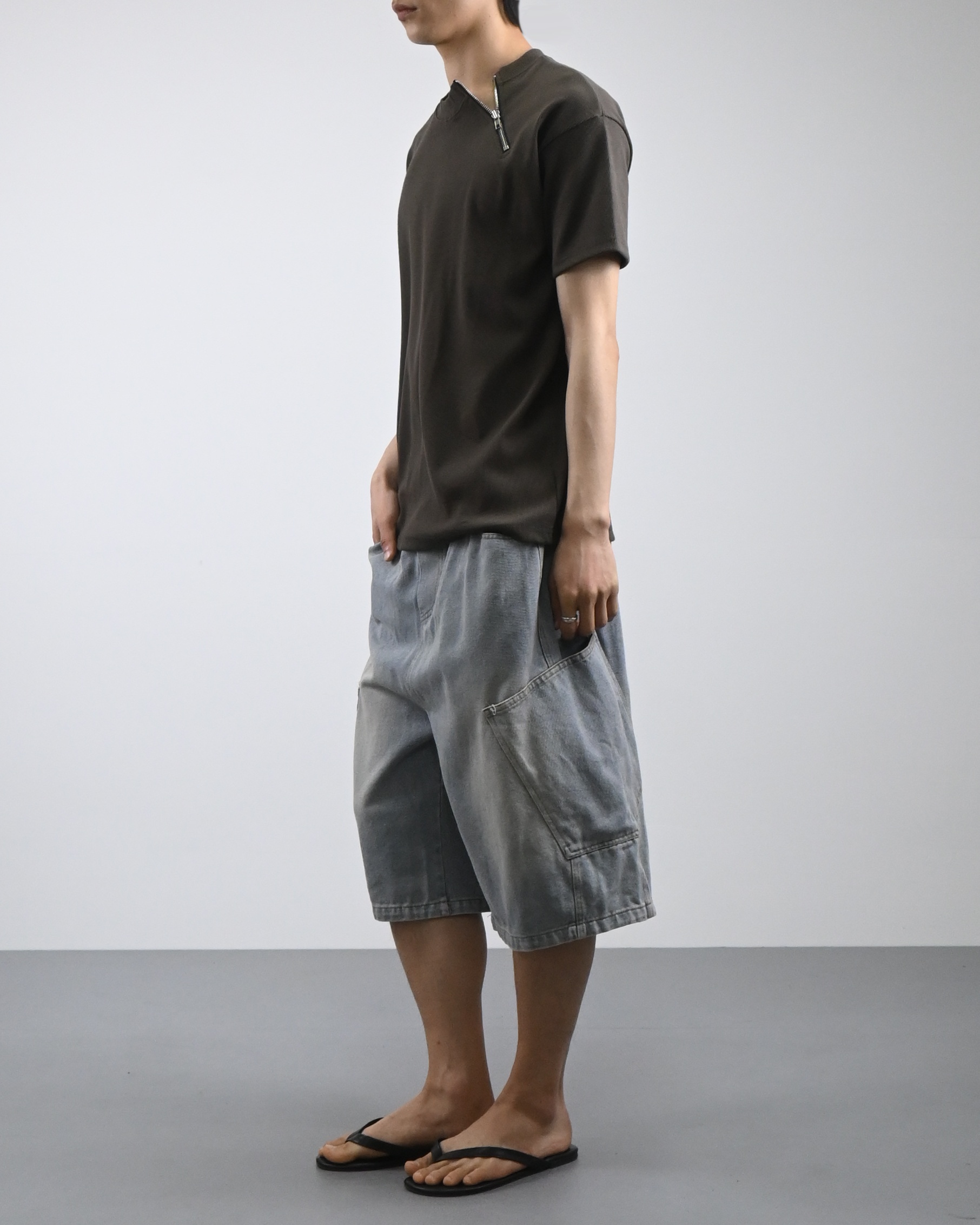 side pocket bermuda denim pants