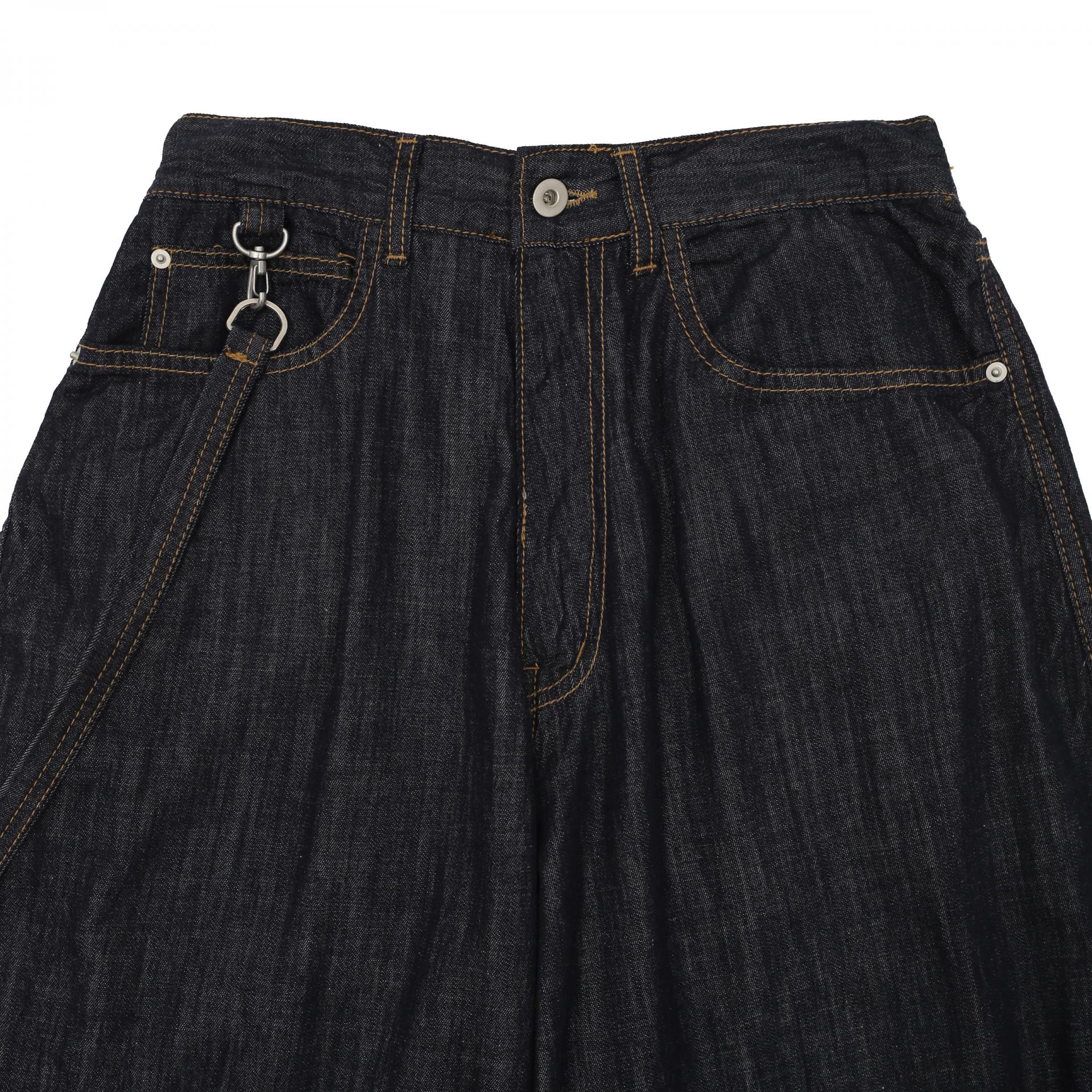 rope swelly curved denim pants