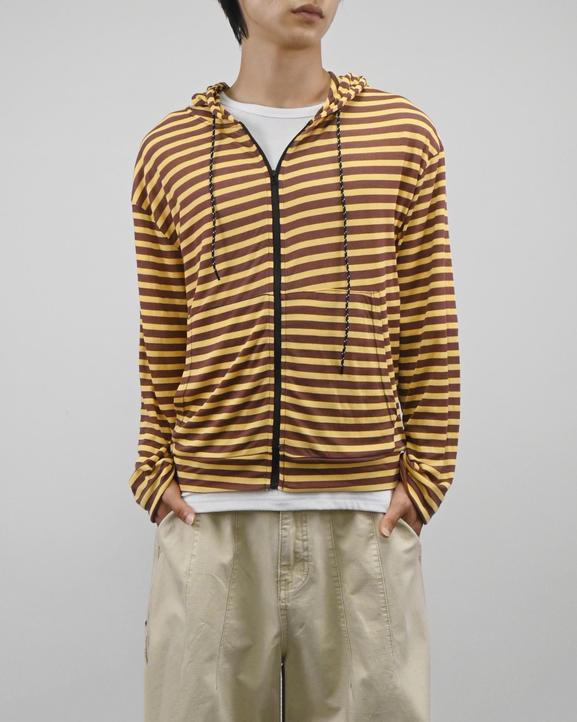 thin stripe hood zip-up