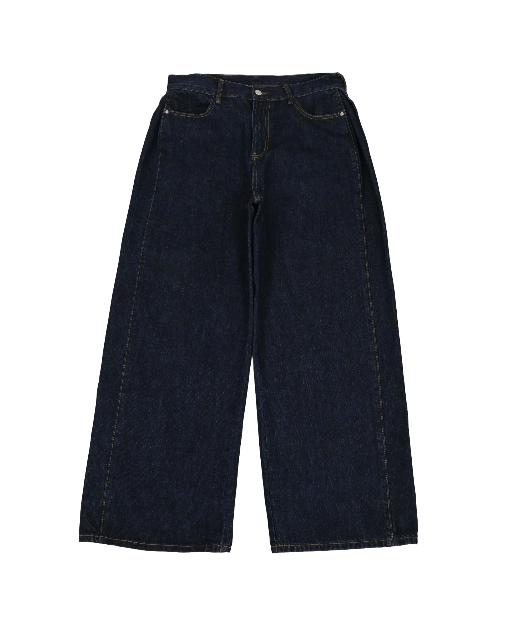 side slit curved denim pants