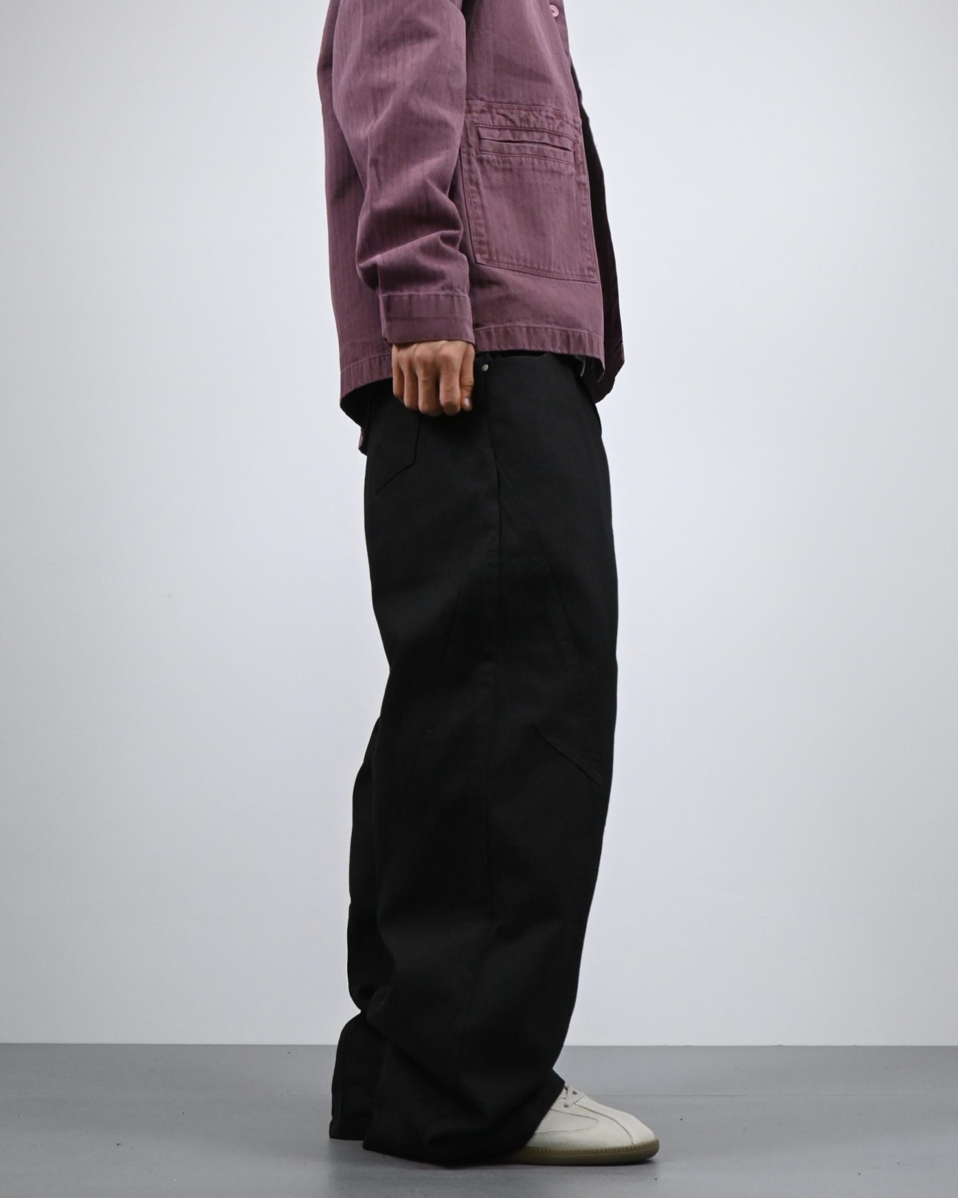 curved seam line cotton pants