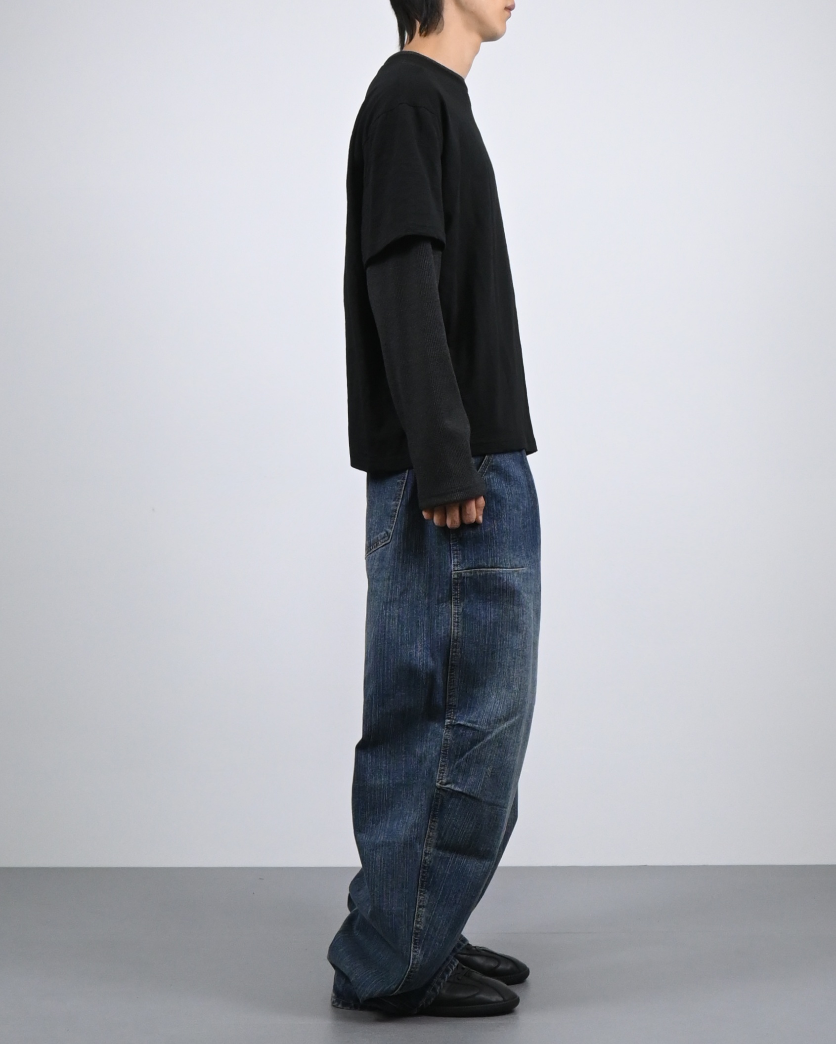 slub waffle layered t-shirt