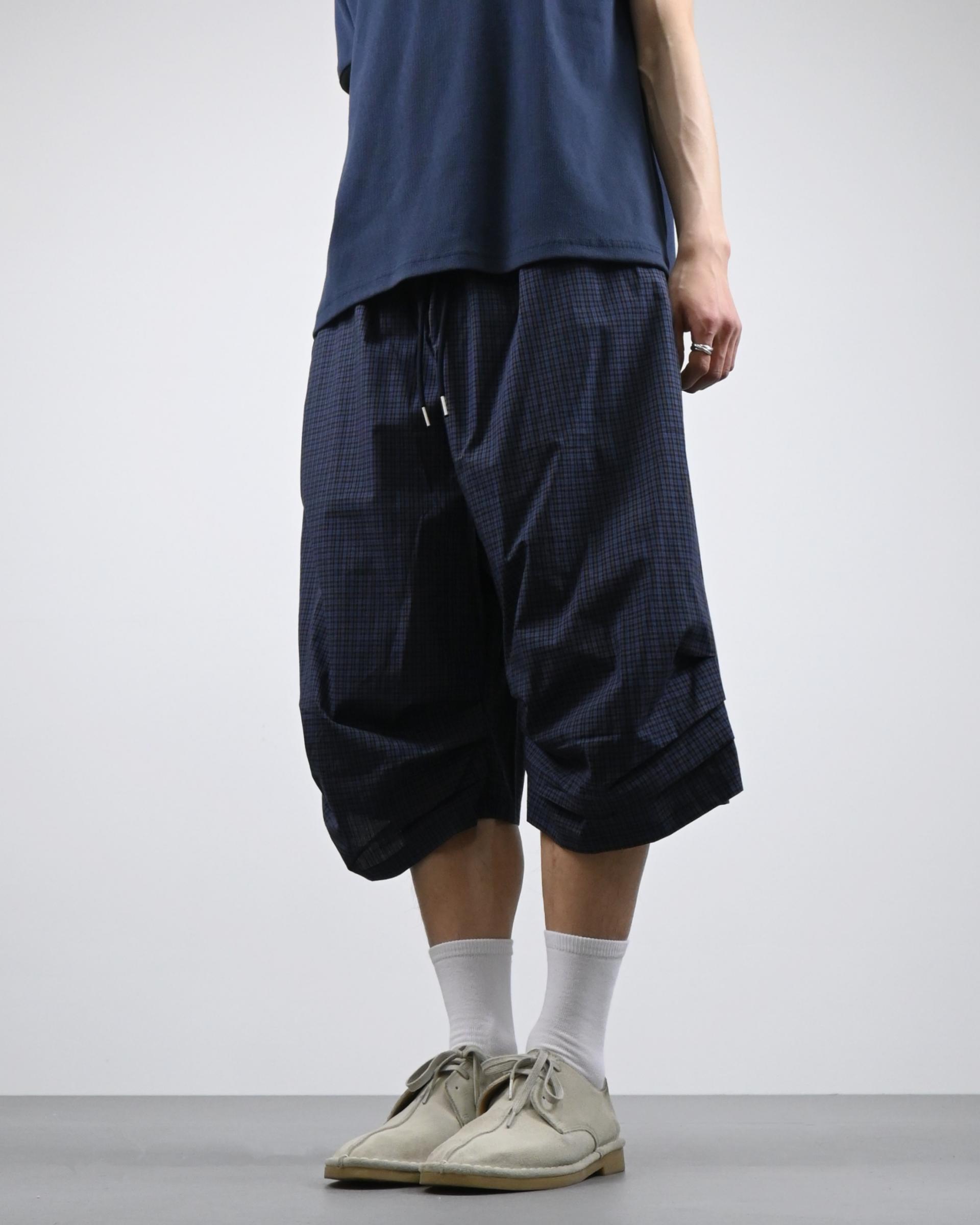 checkered bermuda cotton pants